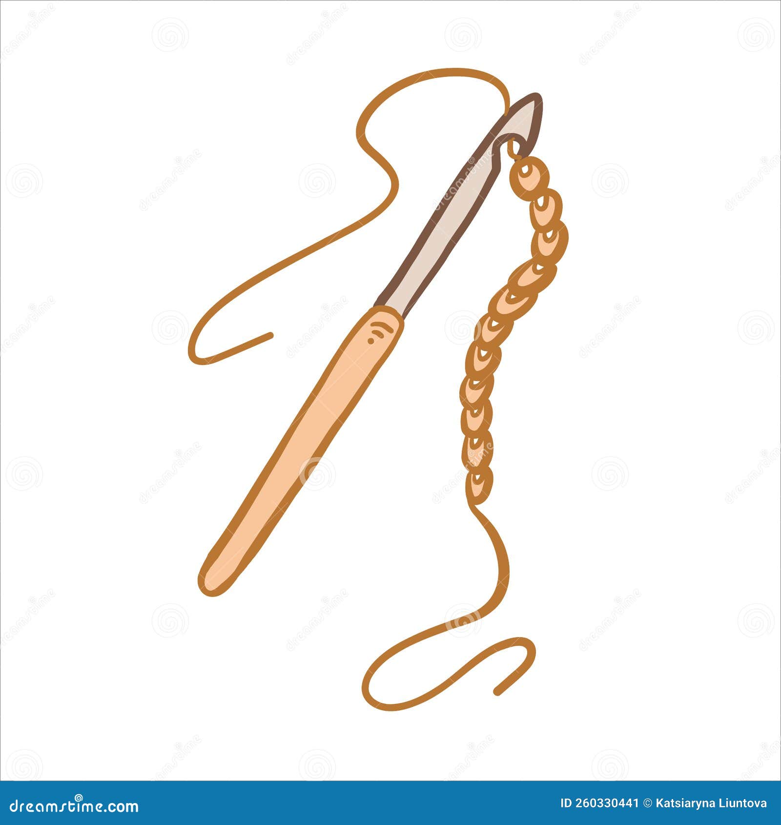 Vector Illustration Colored in Doodle Style Crochet Hook for Knitting