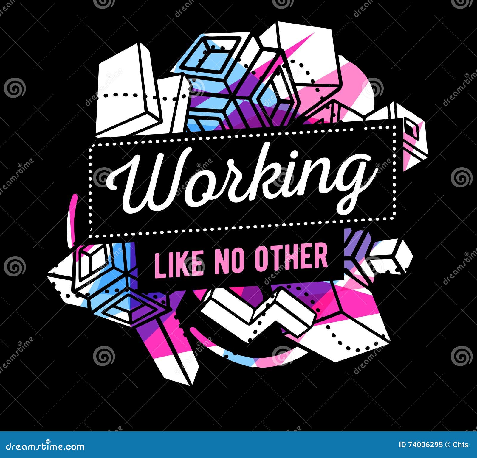 Vector Illustration of Colorful Abstract Pink and Blue Composition with