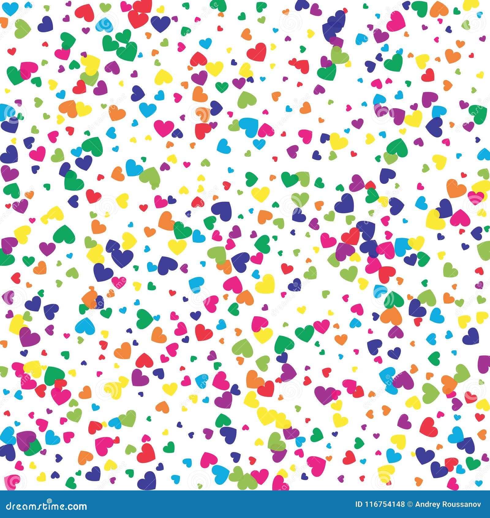 Vector Illustration of a Colorful Background with Heart Confetti Stock