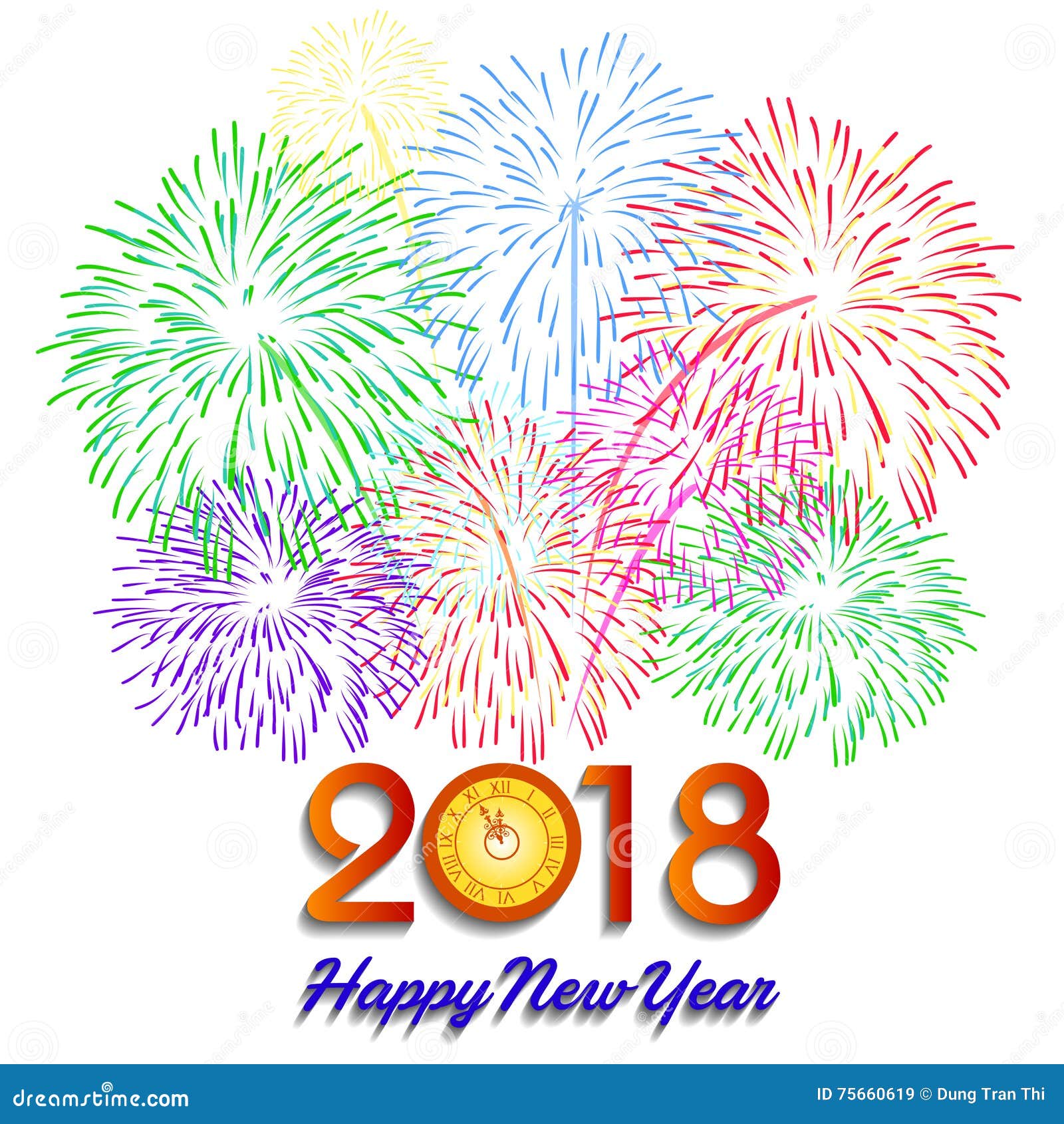 Vector Illustration Of Colorful Fireworks. Happy New Year ...