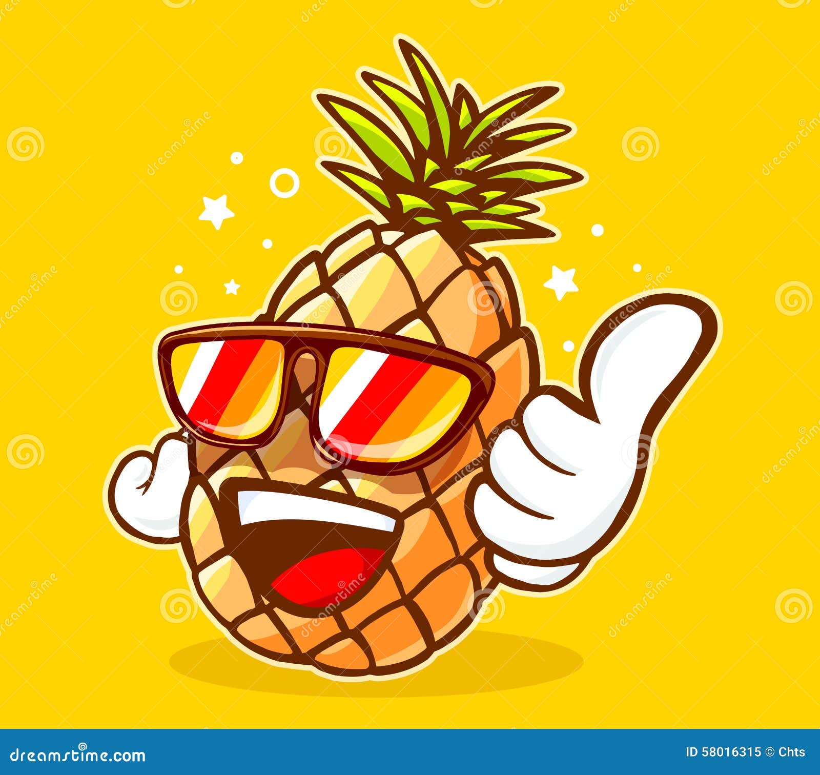 Smiling Pineapple in Sunglasses Art Print Poster 12x18
