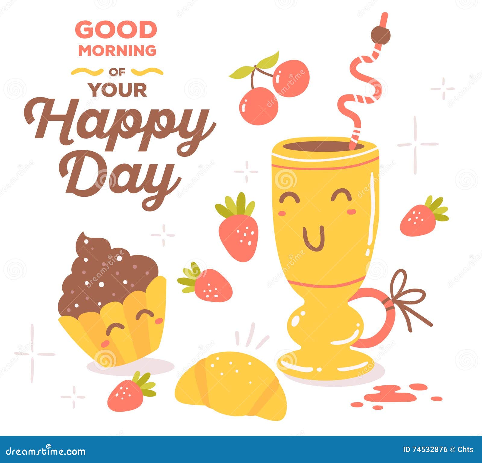 Vector Illustration of Colorful Red and Yellow Breakfast Theme S Stock ...