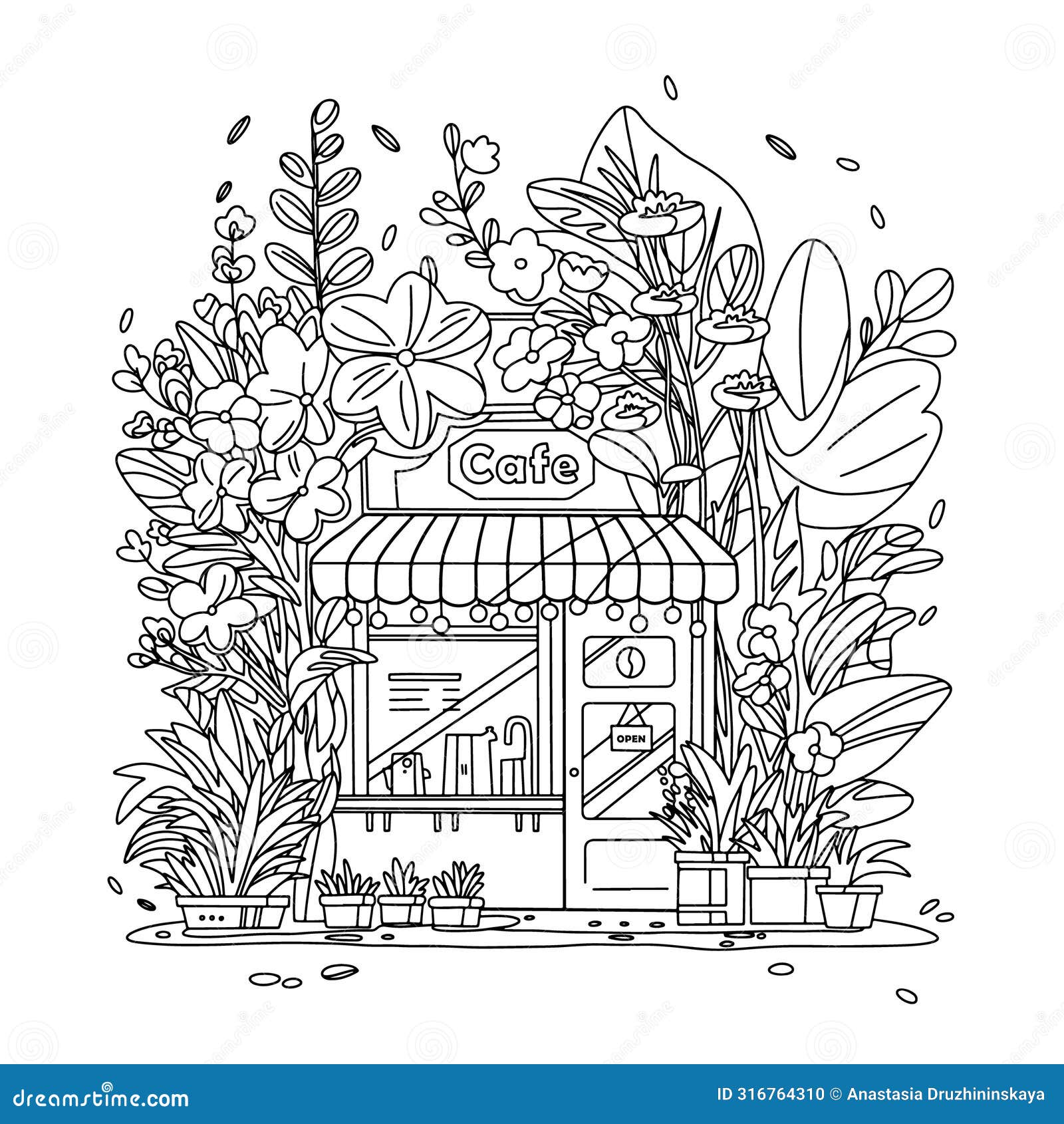 Vector Illustration Coloring Book Cafe Stock Illustration ...