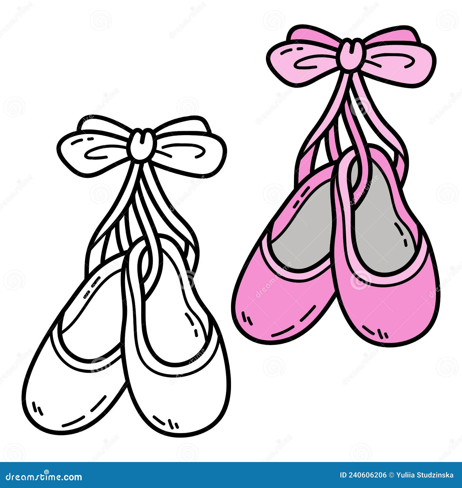 Coloring Page of Doodle Ballet Shoes Stock Vector - Illustration of ...