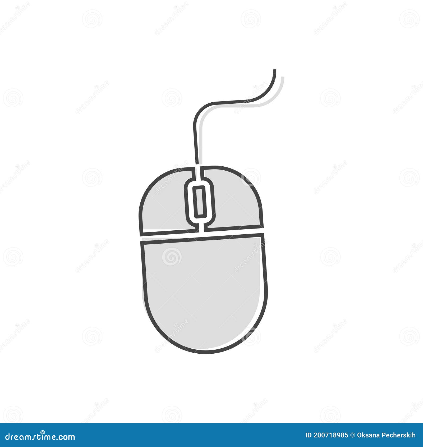 Vector Illustration of Computer Mouse Cartoon Style on White Isolated