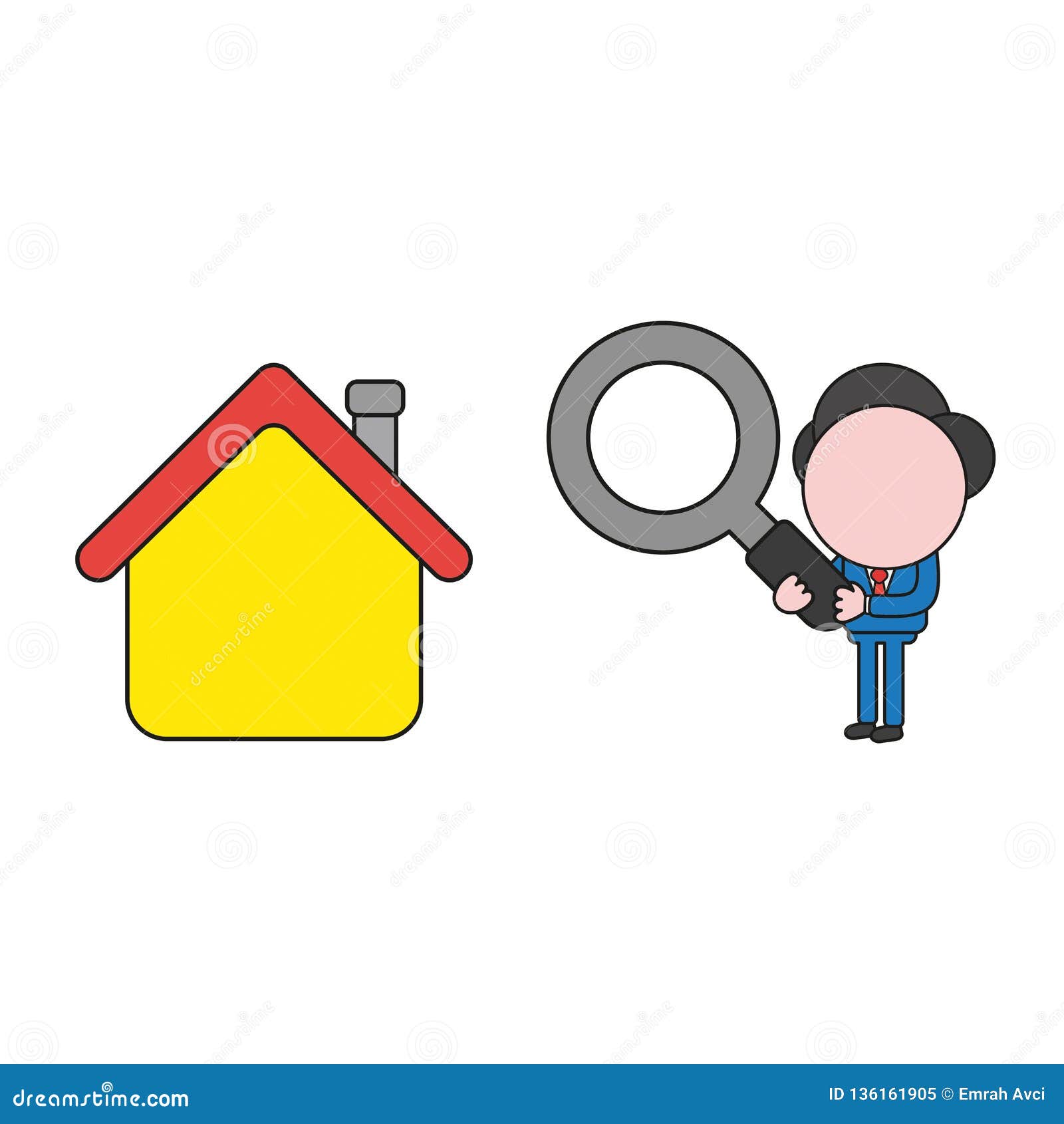 Vector Illustration of Businessman Character Holding Magnifying Glass ...