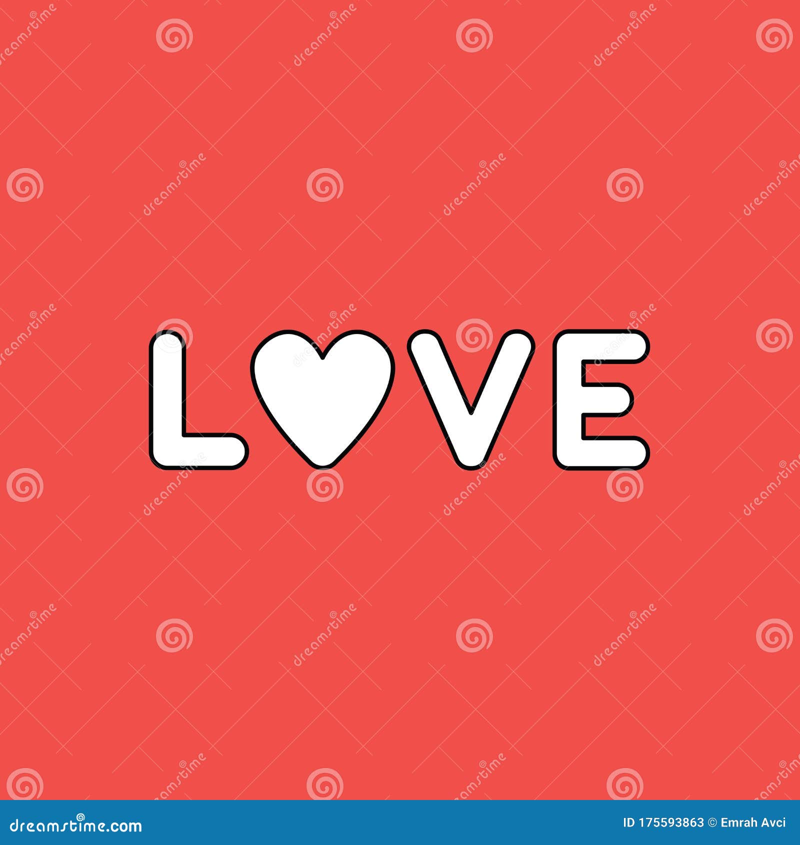 Vector Illustration Concept of Love Text with Heart Stock Vector ...