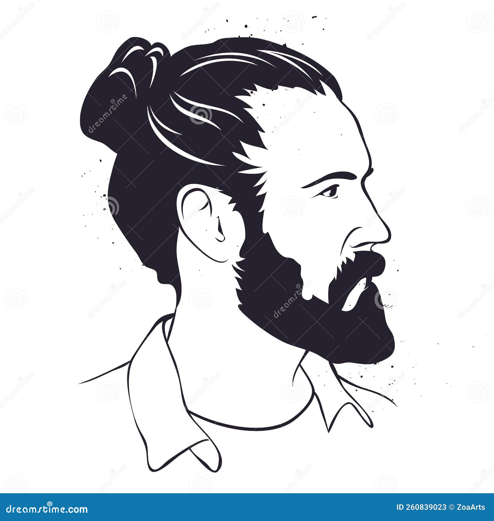   hand drawn man with beard in profil