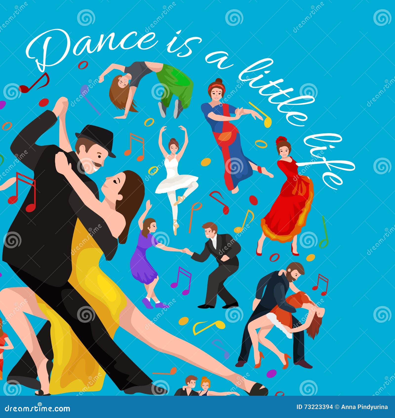 Vector Illustration of Couple Dancing Modern Dance, Partners Dance