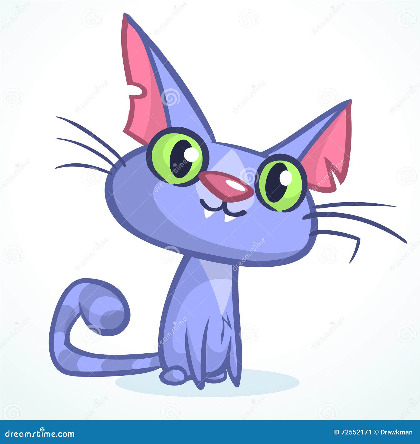 Vector Illustration Of A Crazy  Smiling Blue Fat  Cat  Fat  