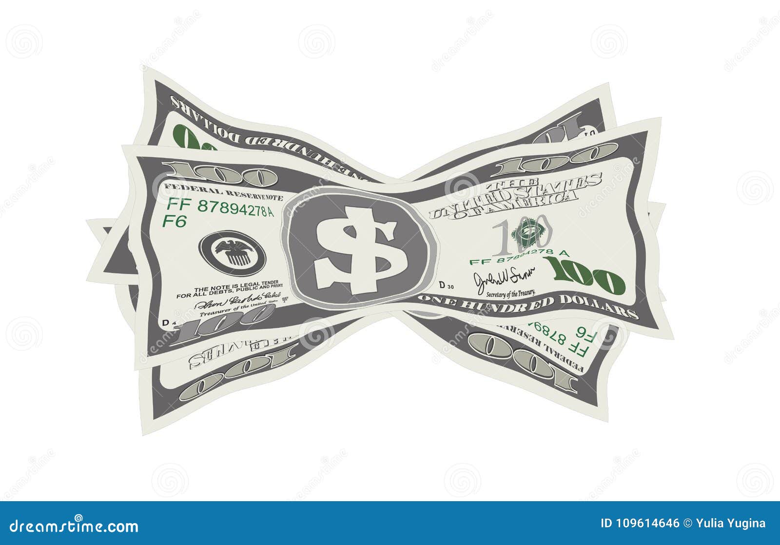 Vector Illustration of Crumpled Dollar Bills on White Background. Stock ...
