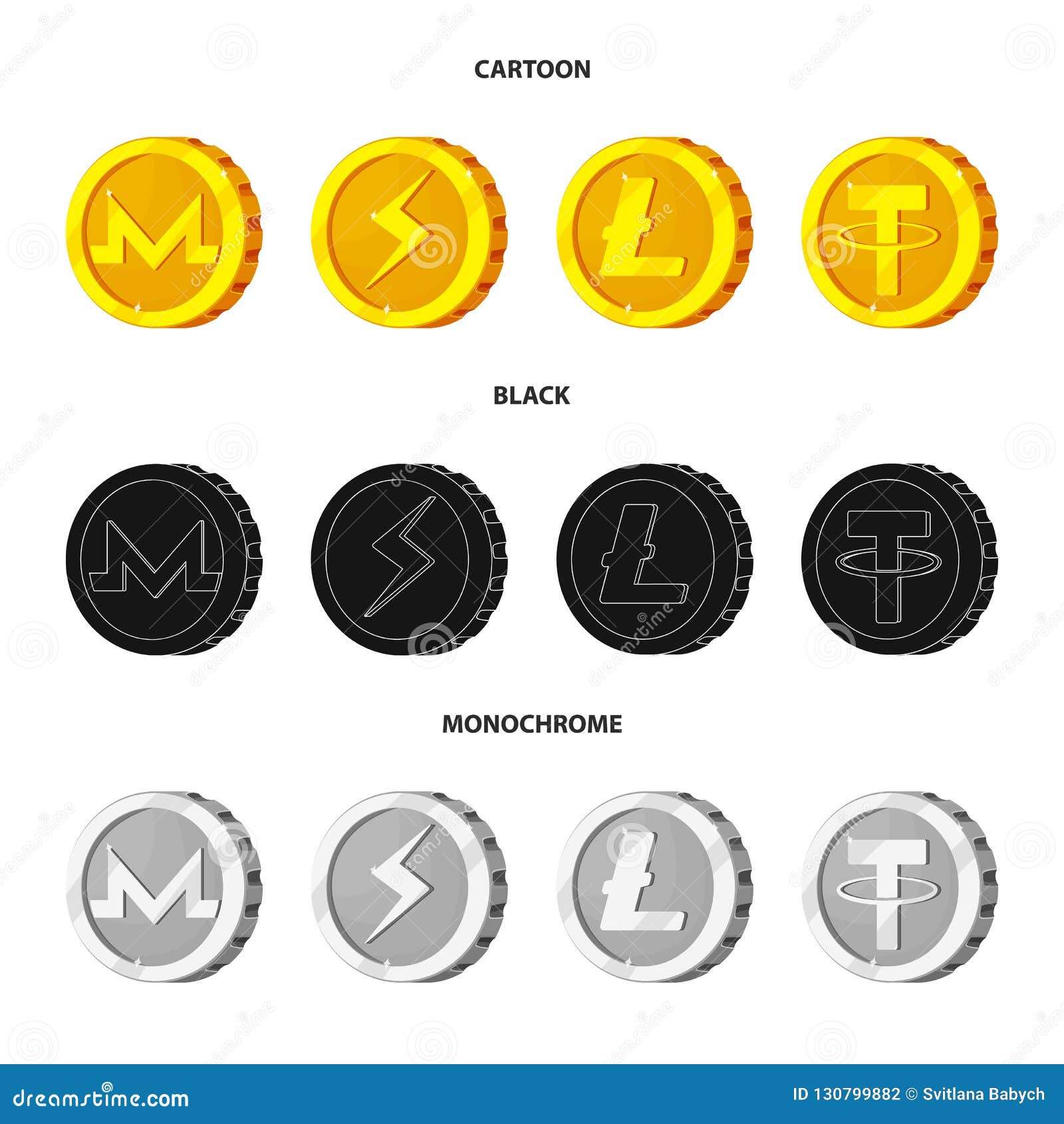 Vector Design Of Cryptocurrency And Coin Logo. Collection ...