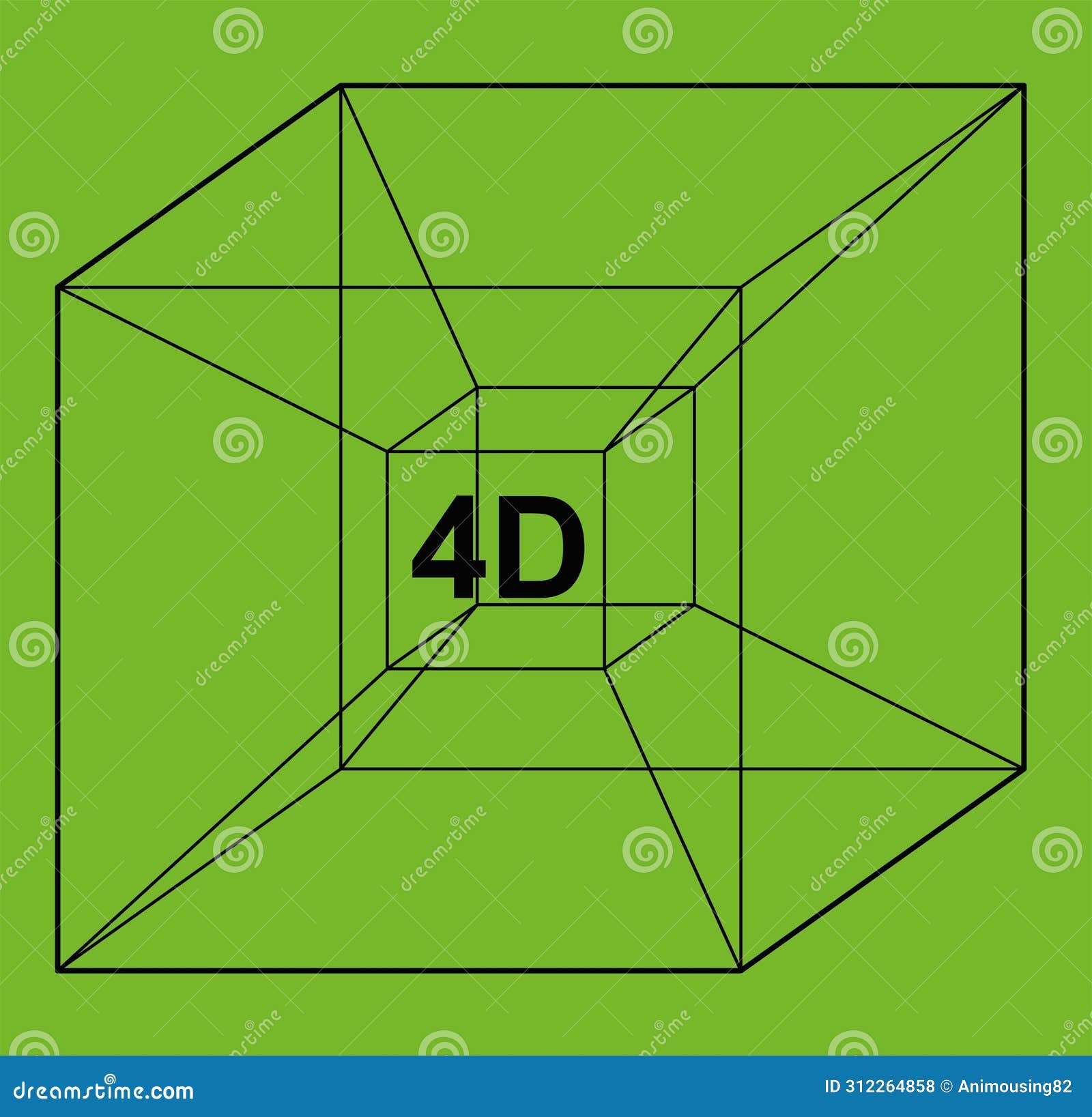  drawing square cube box 4d fourth dimension concept
