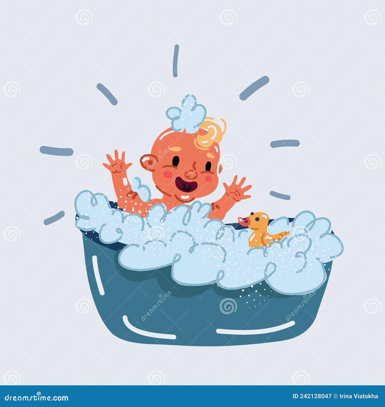 Vector Illustration of Cute Baby Bath Shower Stock Vector