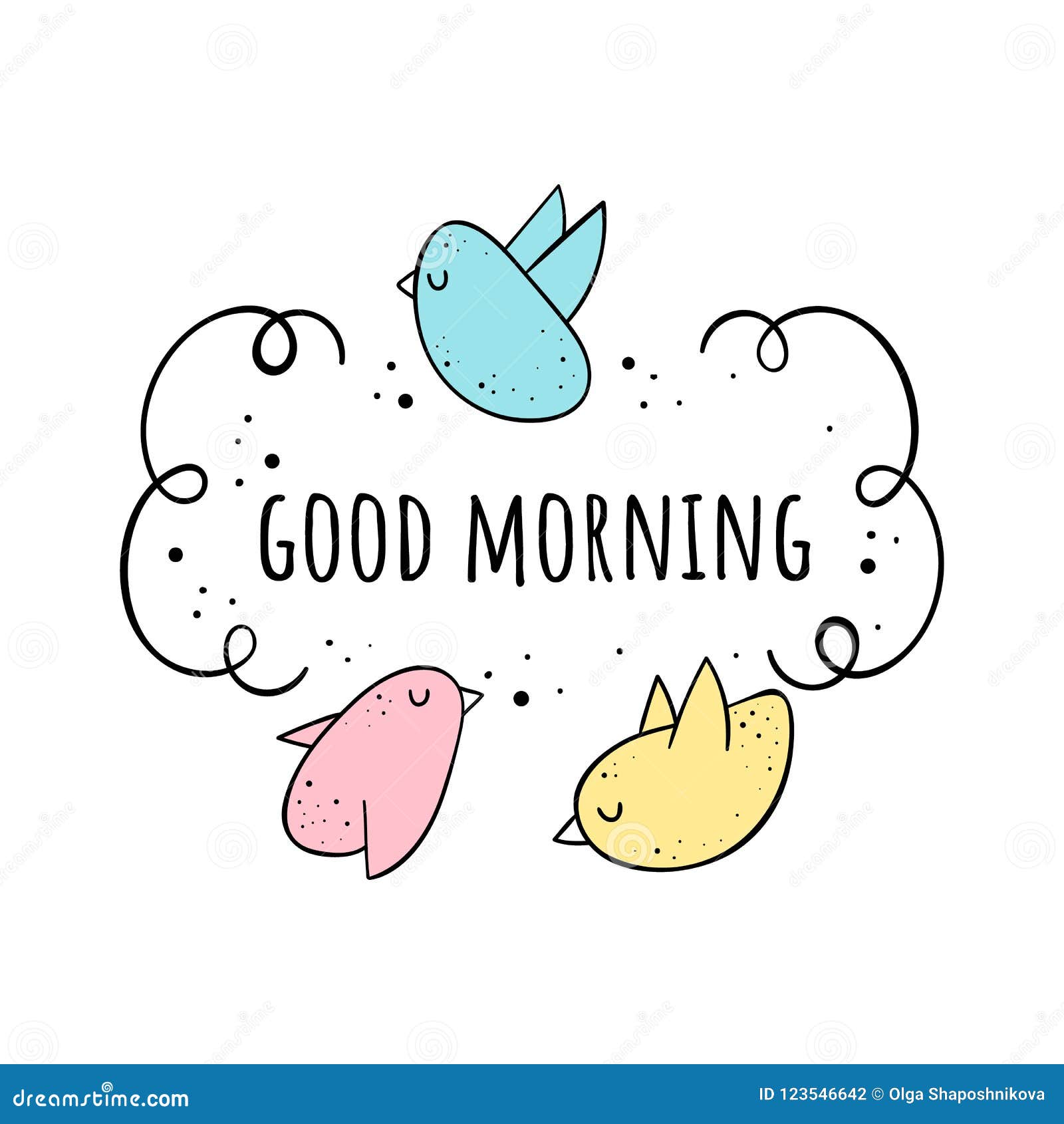 Vector Illustration of a Cute Birds. Good Morning. Scandinavian ...