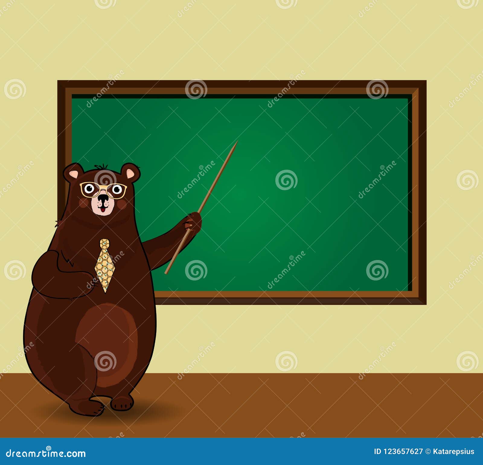 Download Cartoon Bear Teacher Holding Pointer Standing Near ...
