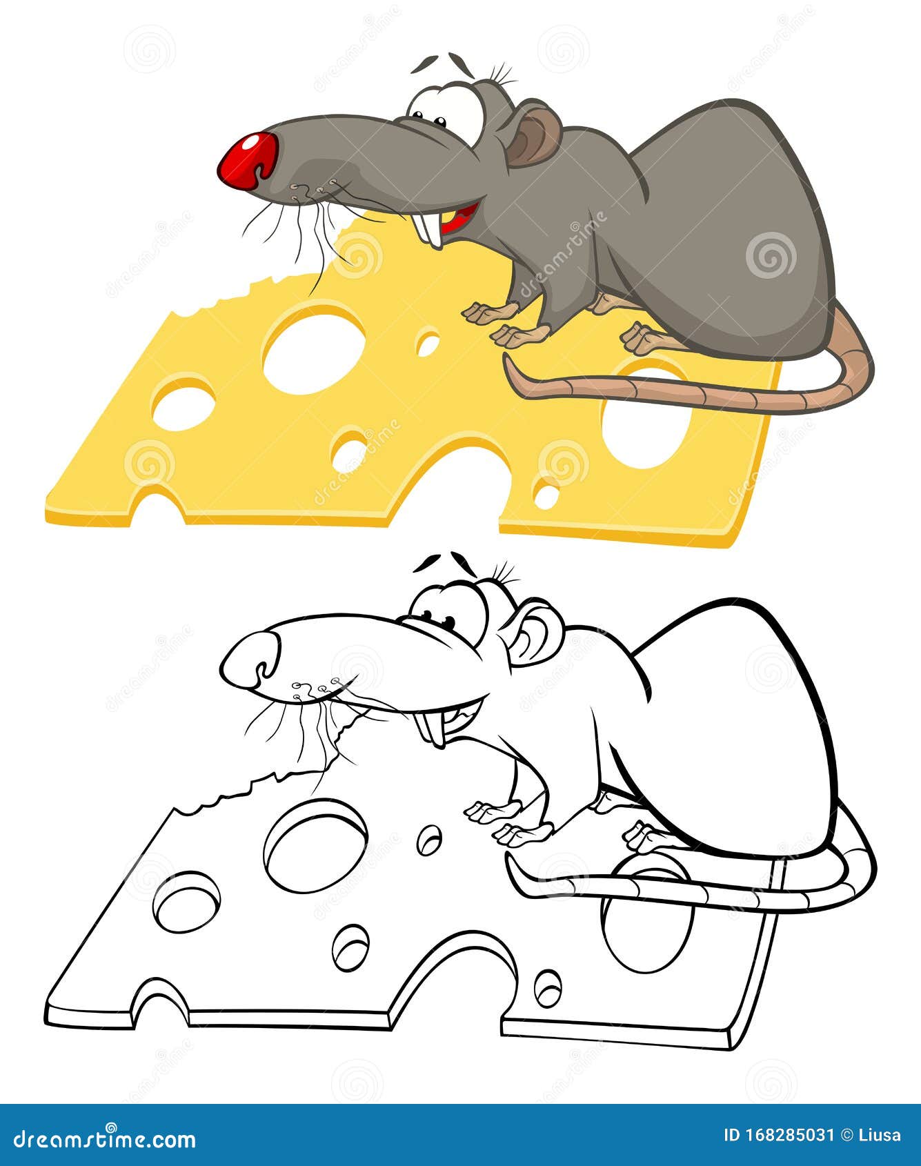 Download Vector Illustration Of A Cute Cartoon Character Rat For You Design And Computer Game. Coloring ...