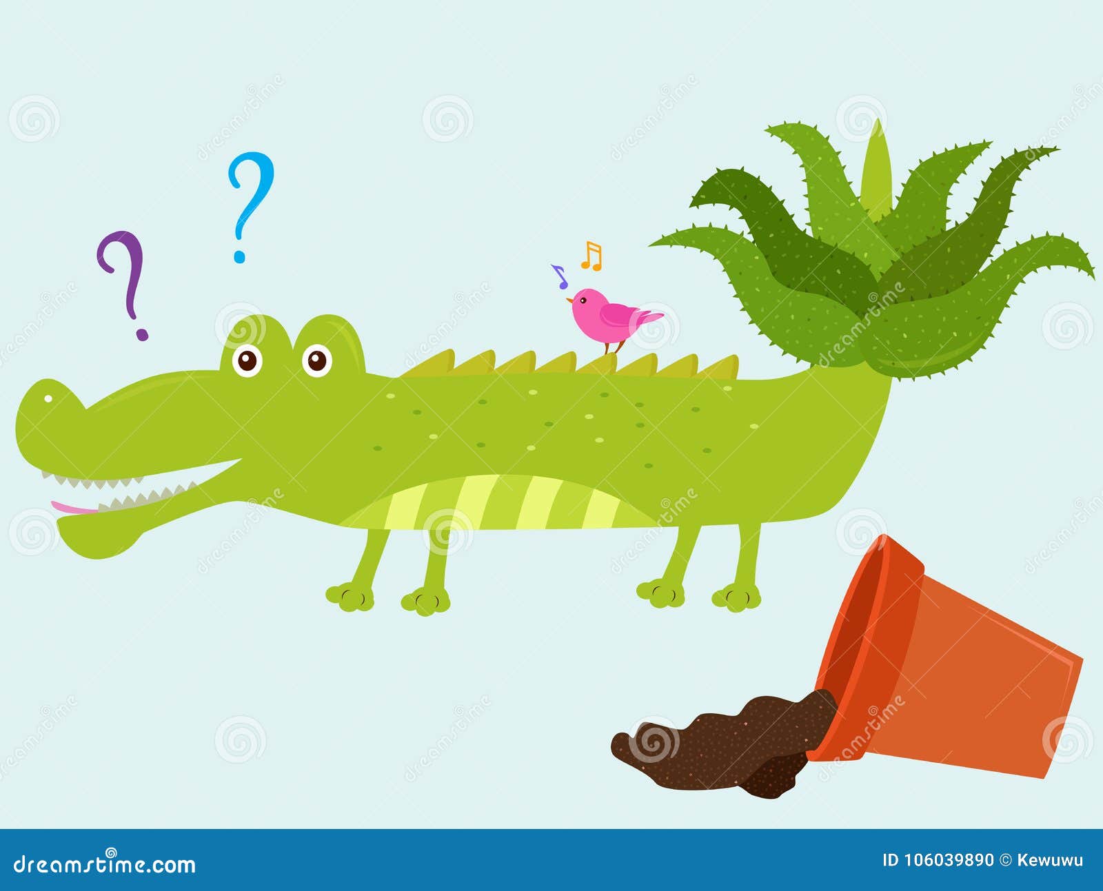 Vector Illustration of Cute Cartoon Crocodile with Aloe Vera on Stock  Vector - Illustration of crocodile, africa: 106039890