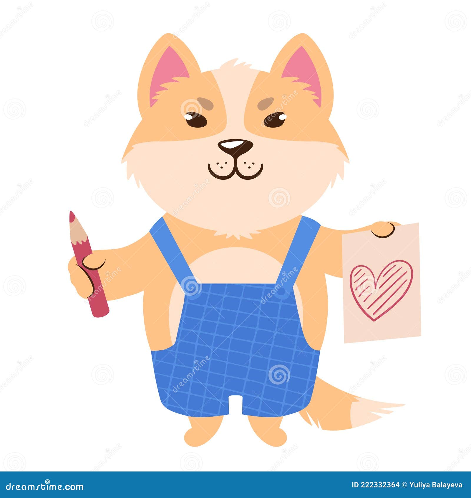 Vector Illustration of a Cute Cartoon Dog with Pencil and Sketch of a  Heart. Stock Vector - Illustration of pencil, graphic: 222332364