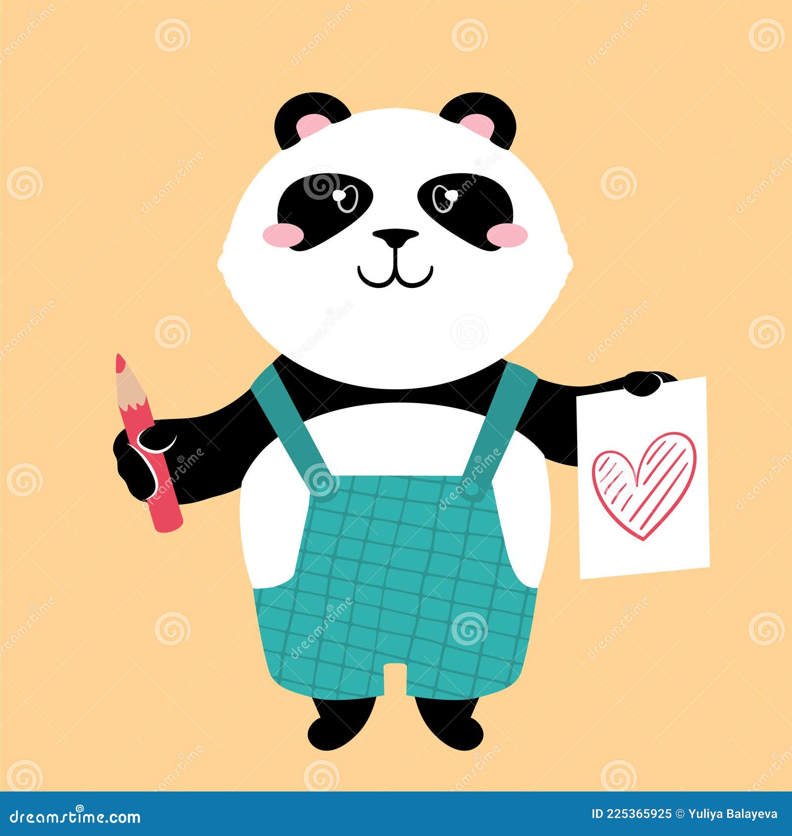 Plaid Heart Panda 