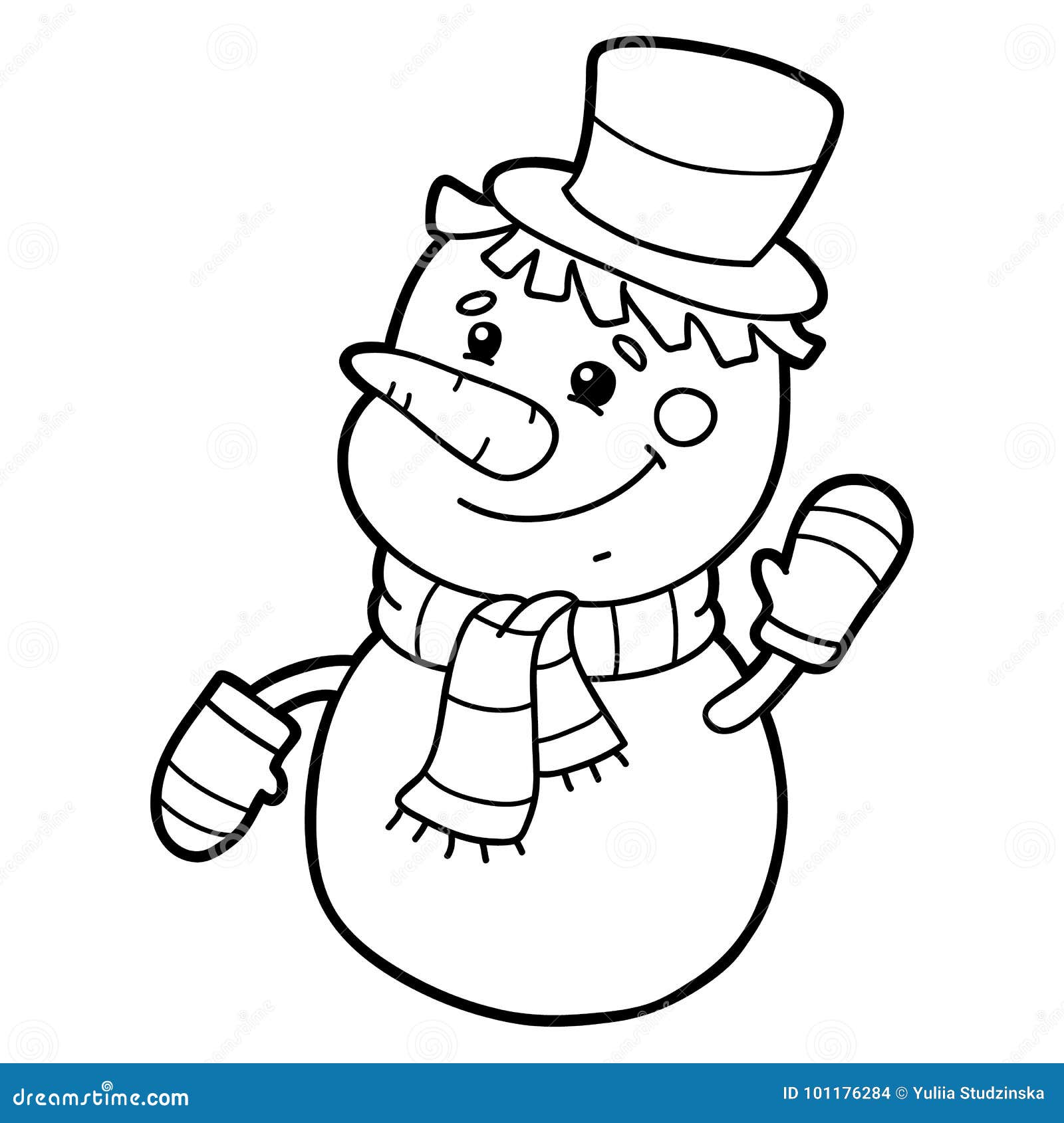Snowman outline stock vector. Illustration of cartoon - 101176284