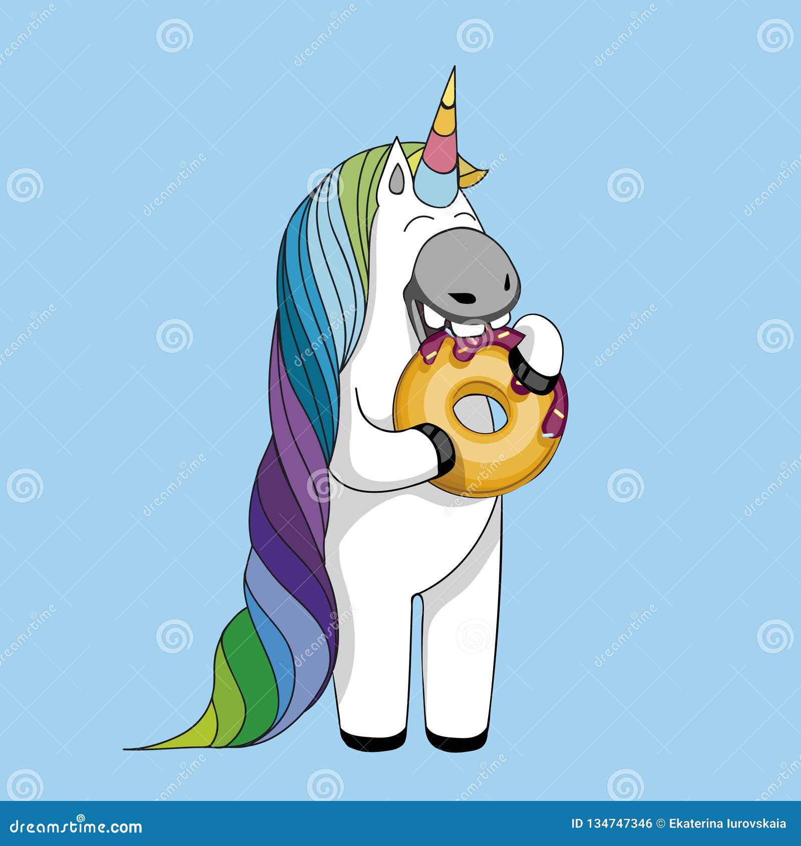 pix Eating Donuts Drawing https www dreamstime com vector illustration cute cartoon unicorn eating tasty donuts cute magical unicorn isolated blue background vector image134747346
