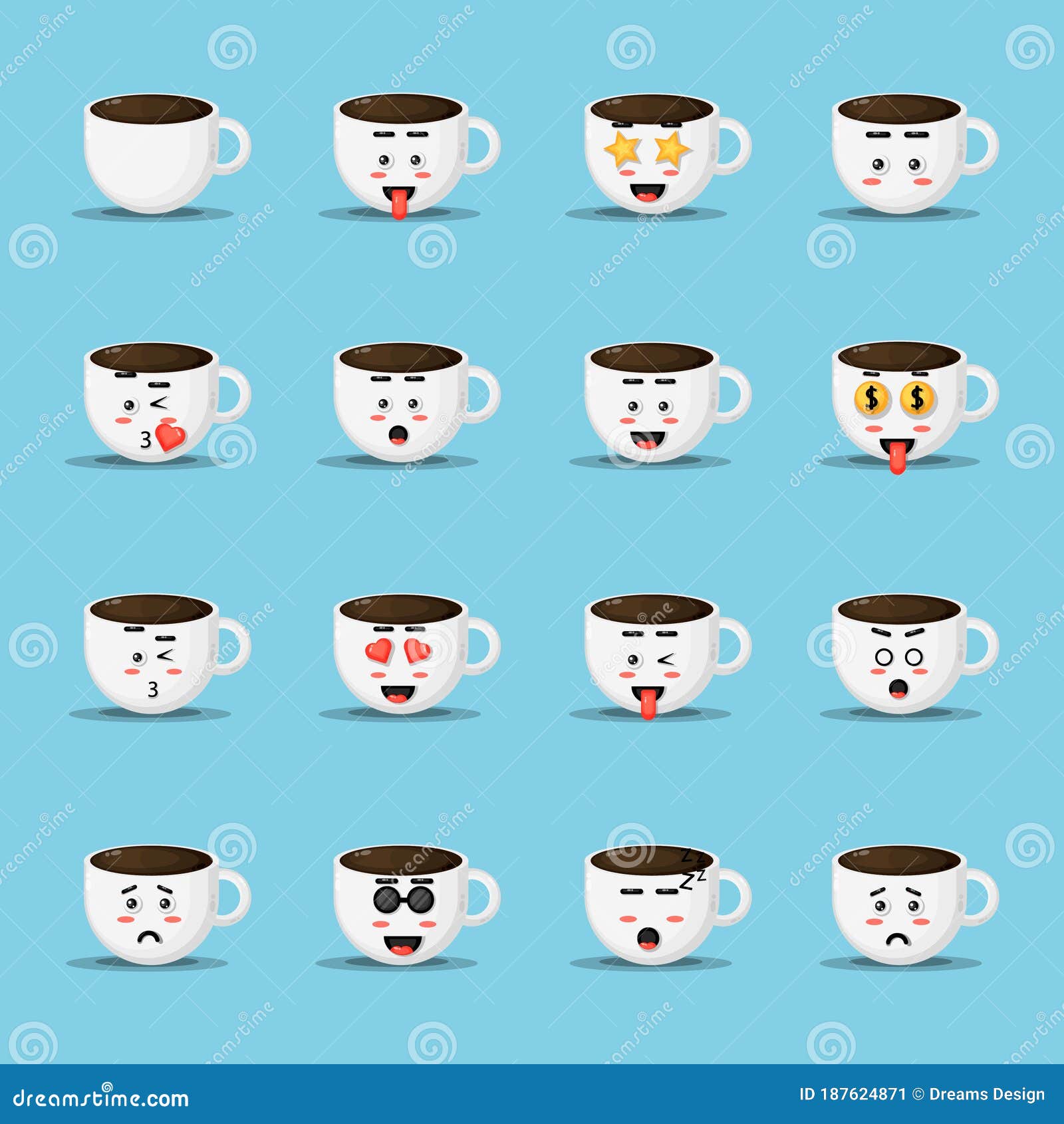 Cute Coffee Paper Cup Glass Vector Illustration Cartoon Character Icon  Stock Vector
