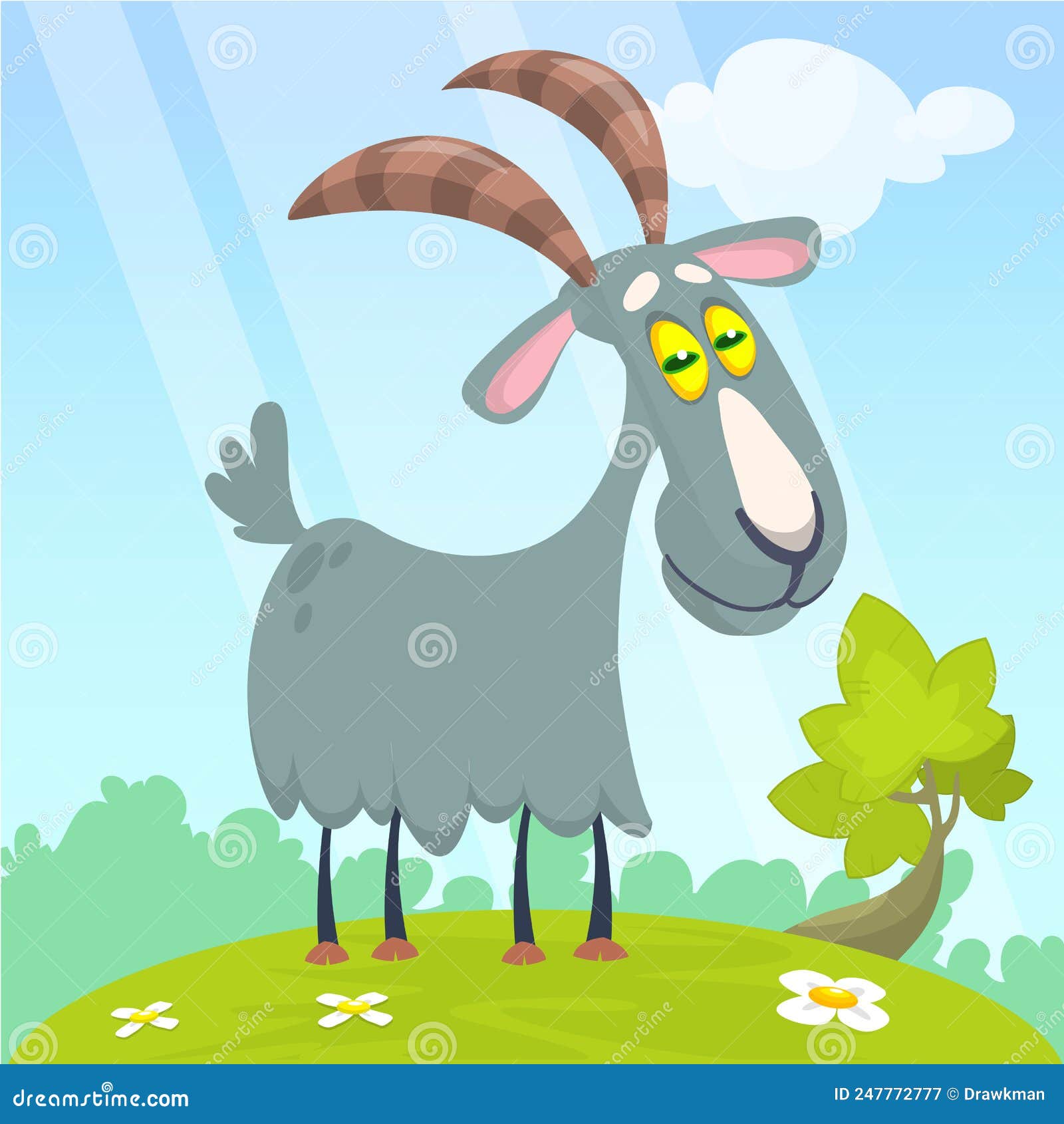 Vector Illustration of Cute Goat Character Cartoon Isolated Stock