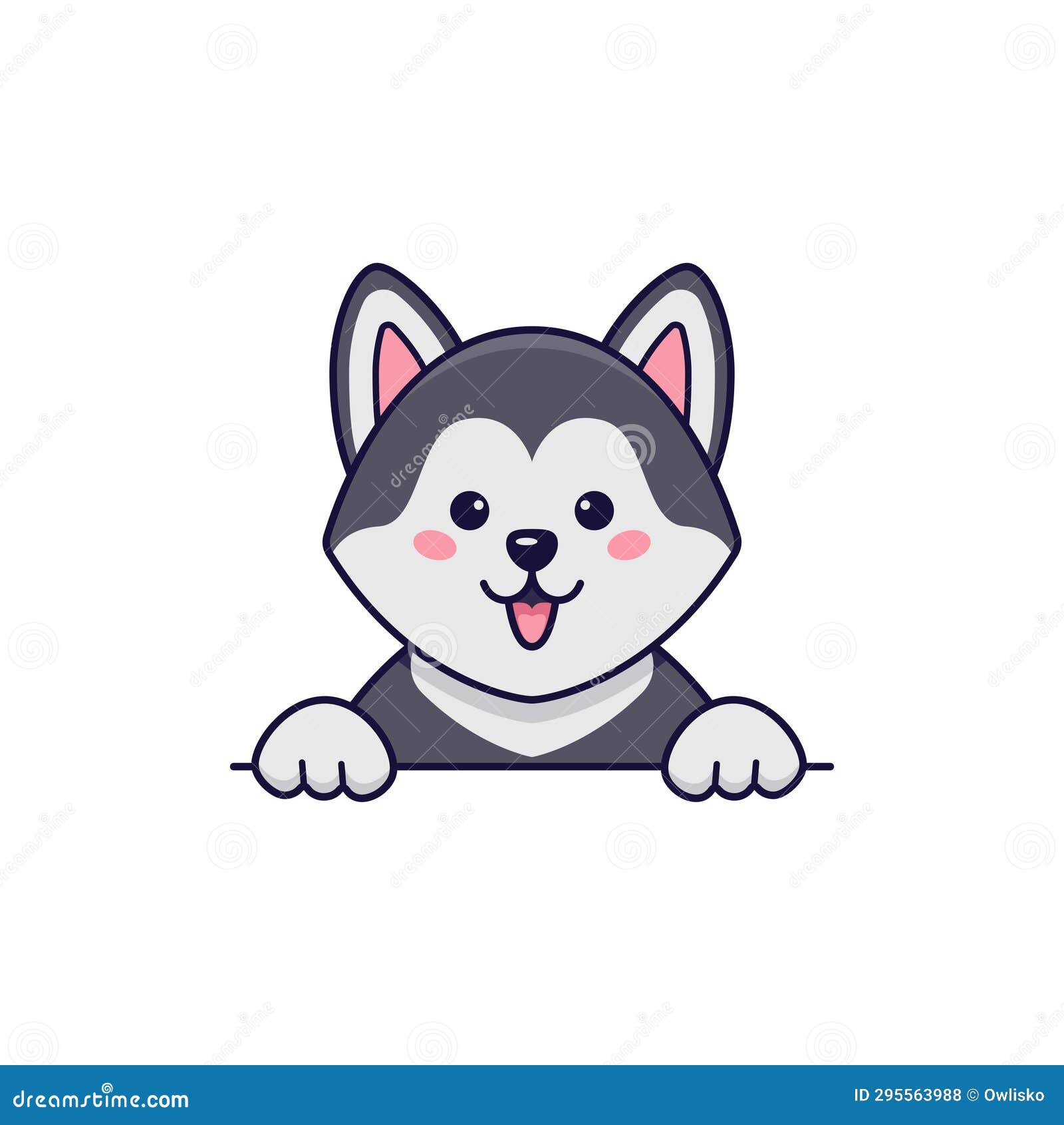 Vector Illustration of Cute Husky Dog with Tongue Stock Vector