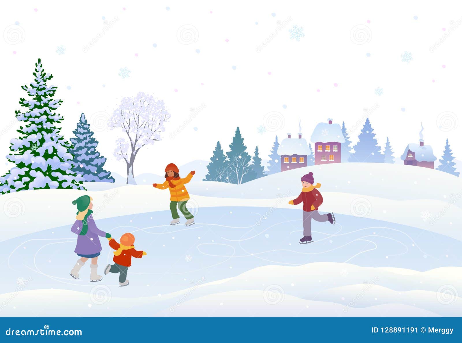 Ice Skating Cartoon Stock Photo 6828744