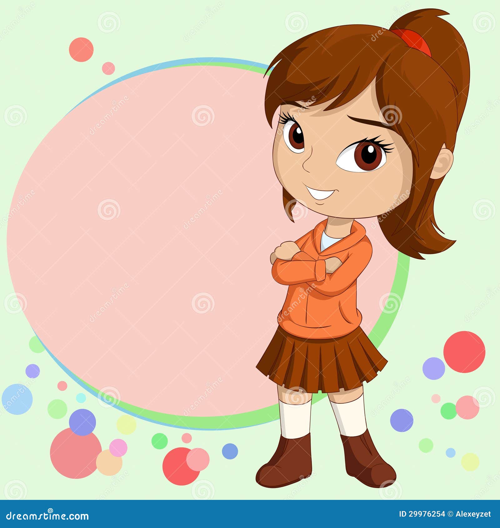 Cute Smiling Little Girl Standing With Background Stock 