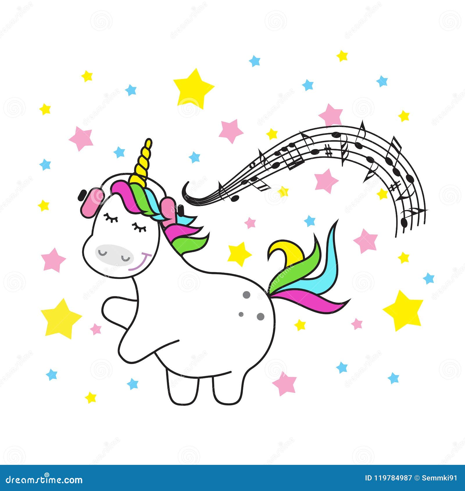 Magic Cute Unicorn Stars And Rainbow Poster Greeting Card