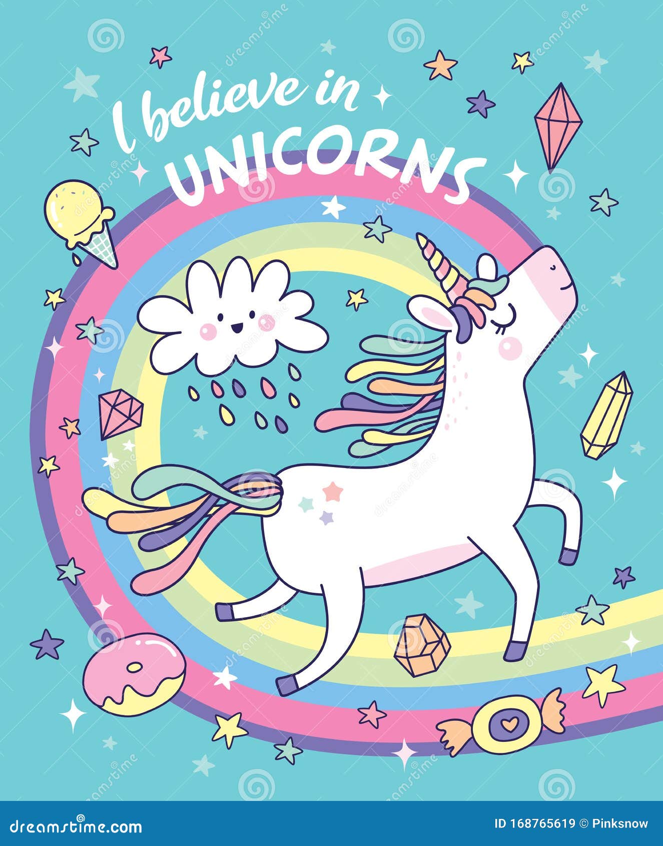 Download I believe in Unicorn stock vector. Illustration of dream ...