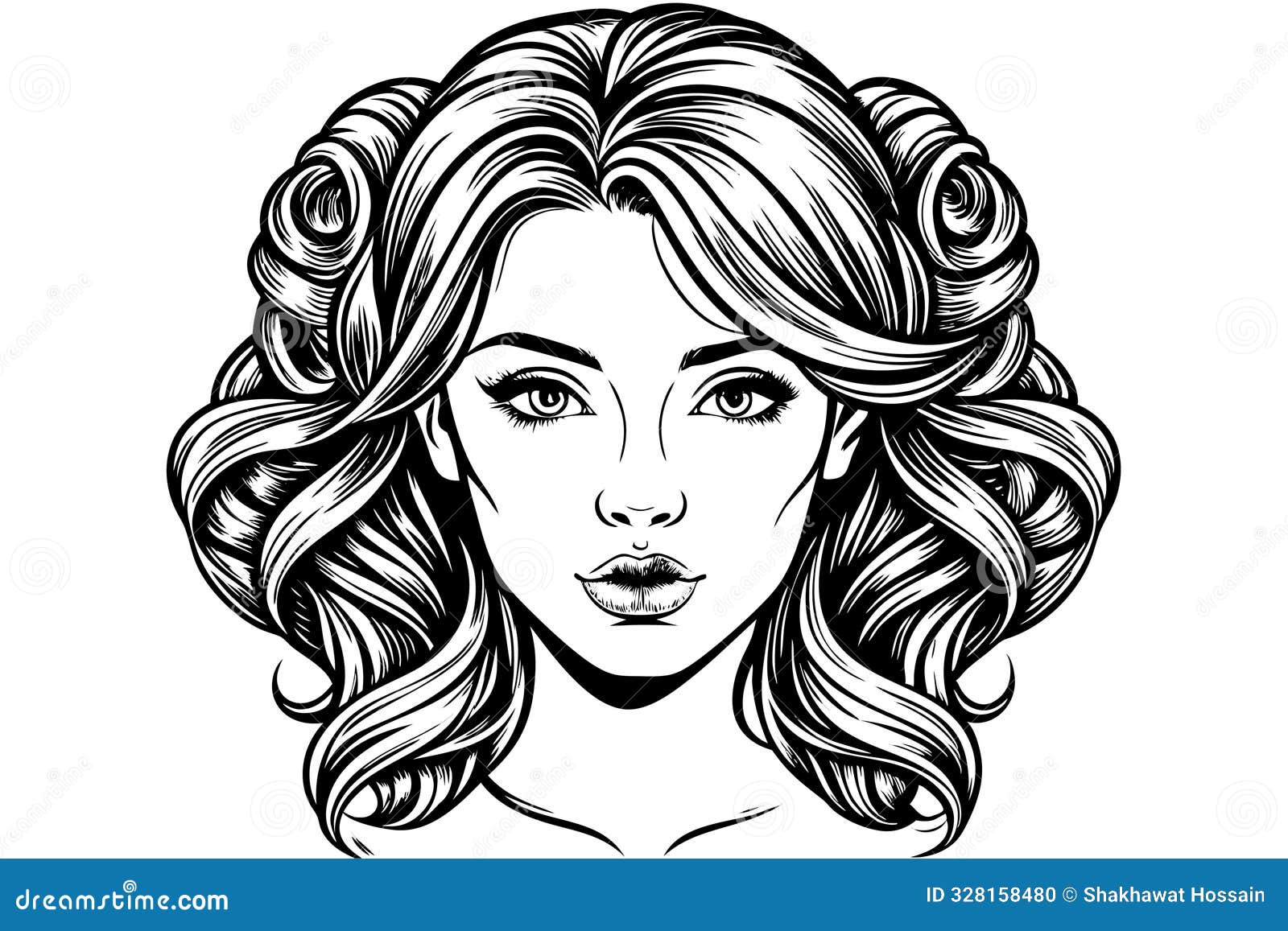 Cute Women Hairstyle Vector Illustration Cartoon, Clipart & Line Art