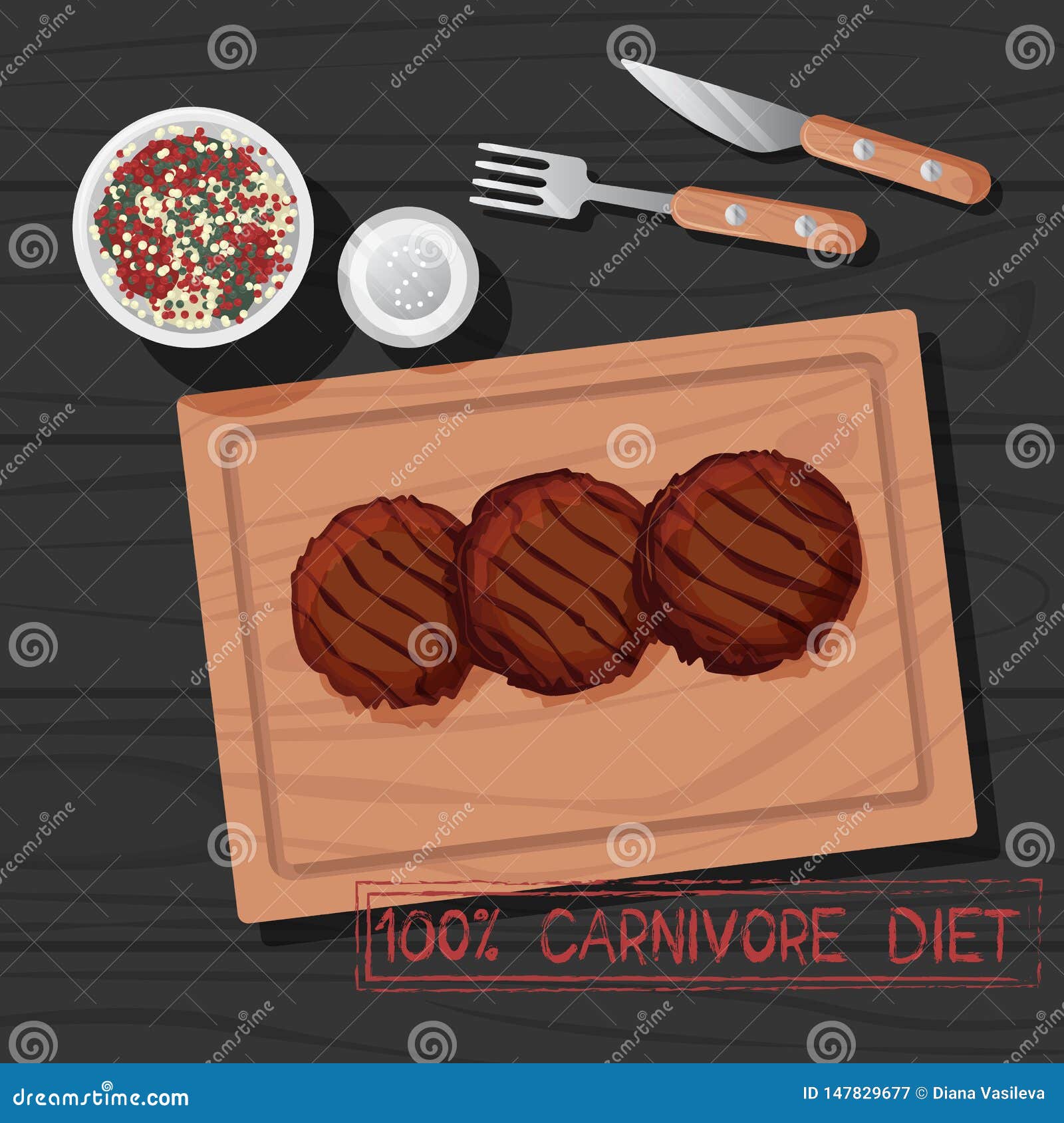 Vector Illustration of Cutlet of Carnivore Diet Stock Vector