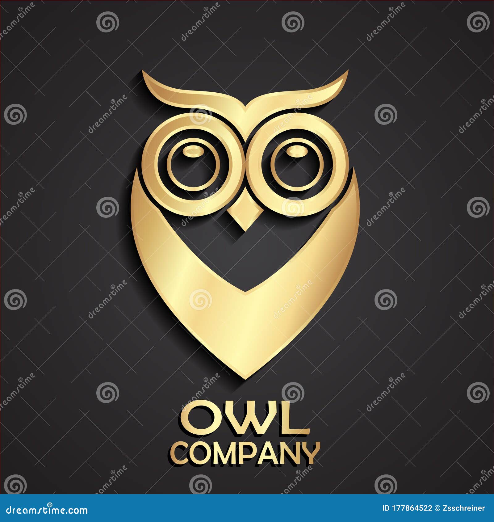 3d golden owl simple logo desing