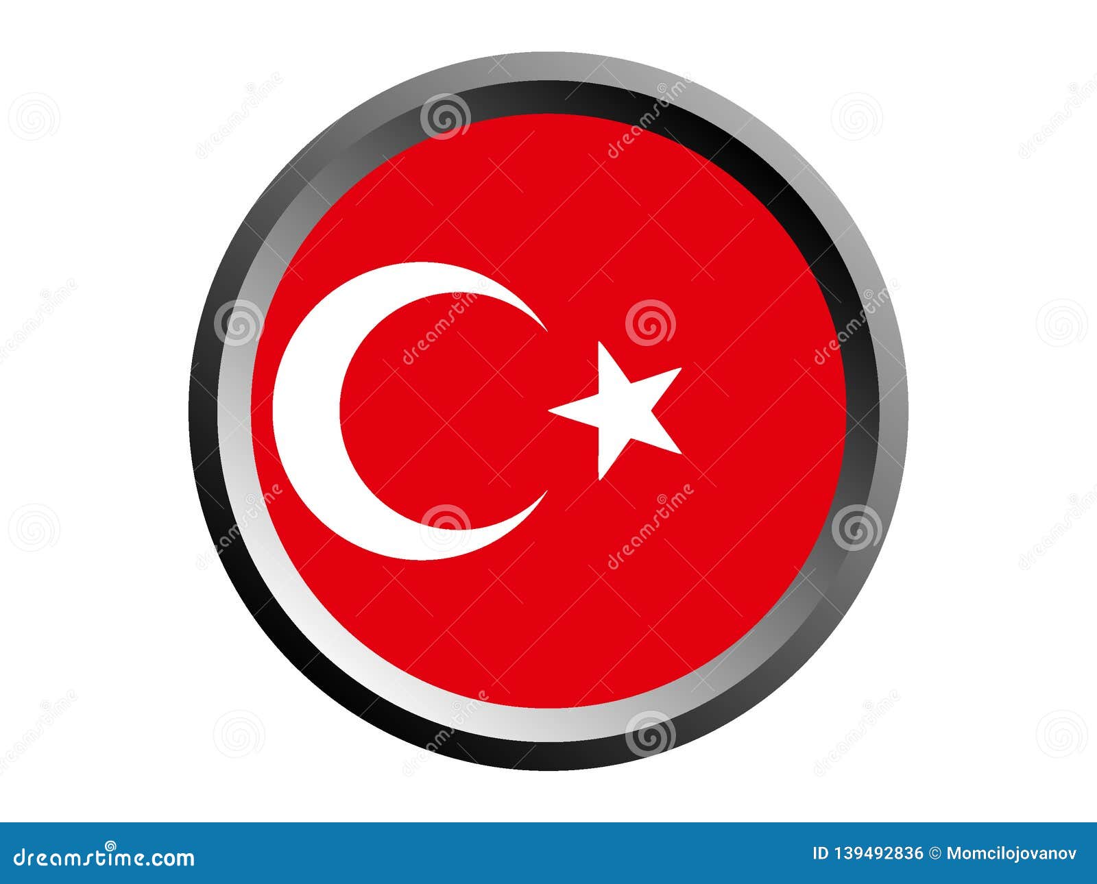 Download 3D Round Flag of Turkey stock vector. Illustration of circle - 139492836