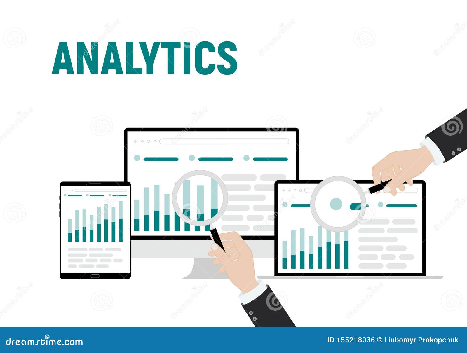 Vector Illustration Of Data Analysis Business Information Research