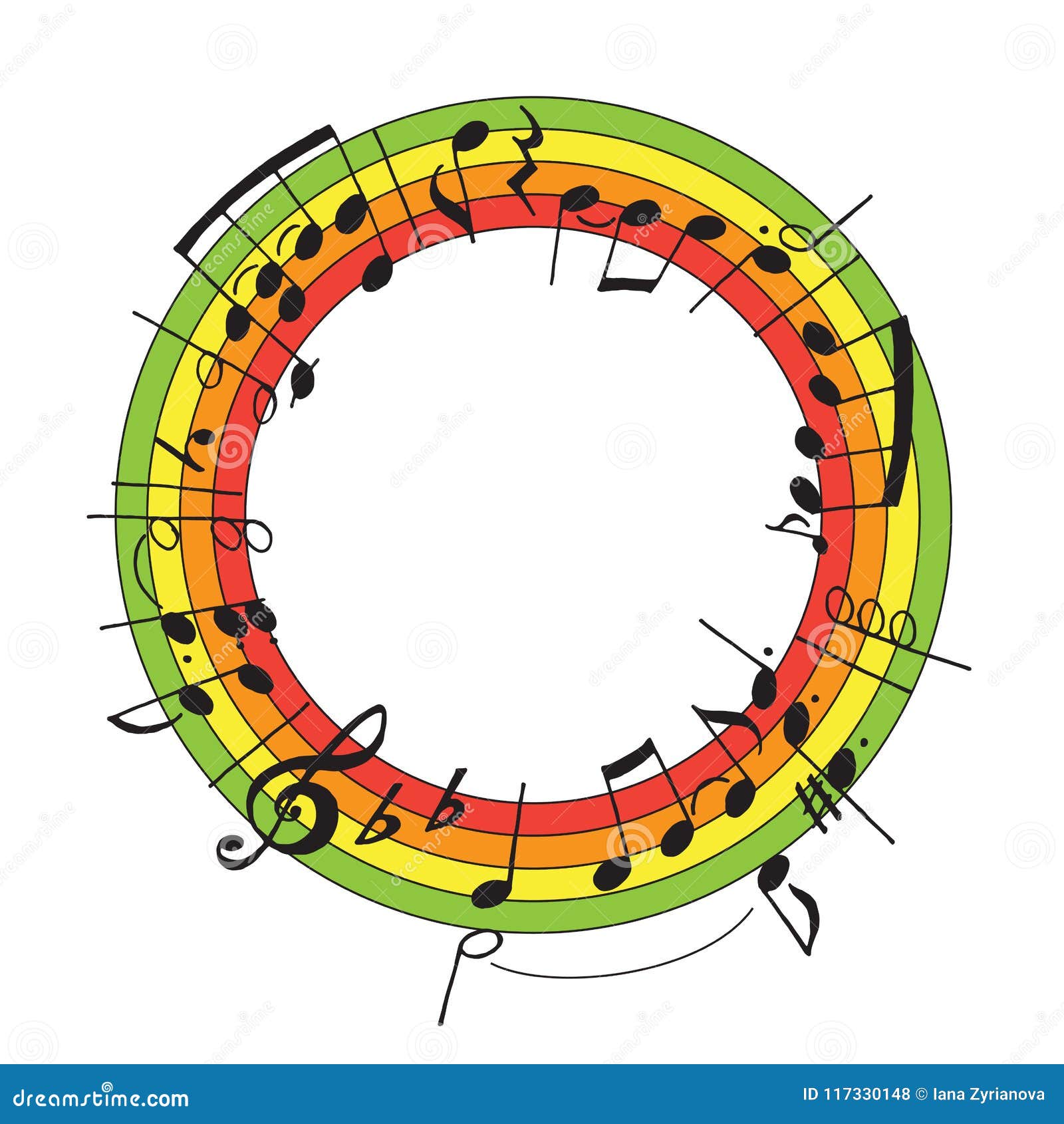 Vector Illustration with Decoration of Notes in the Shape of Circle