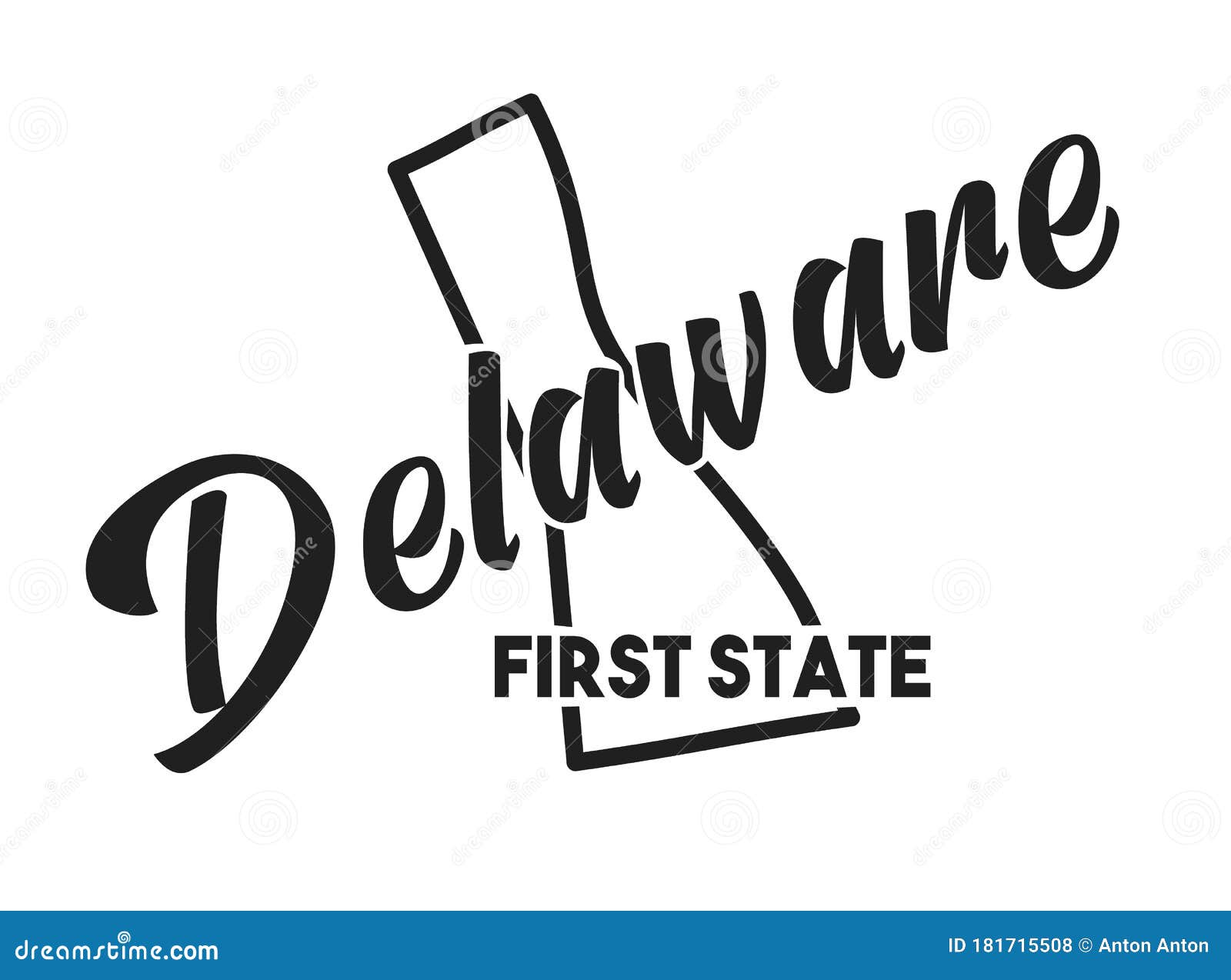 Vector Illustration of Delaware. Nickname First State. United States of