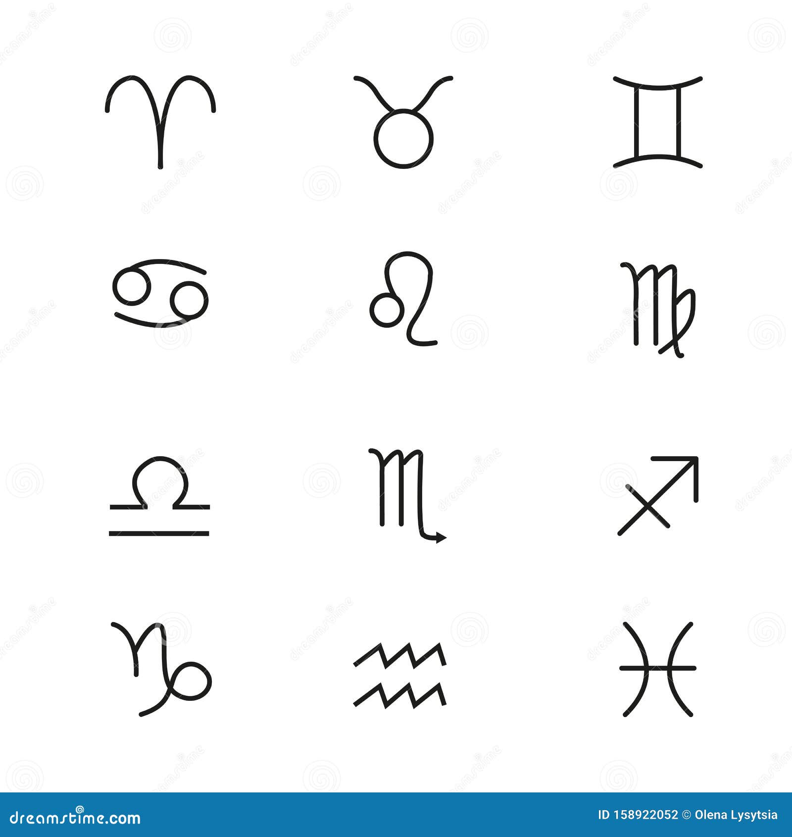 Zodiac Signs Set Vector Illustration Stock Vector - Illustration of ...