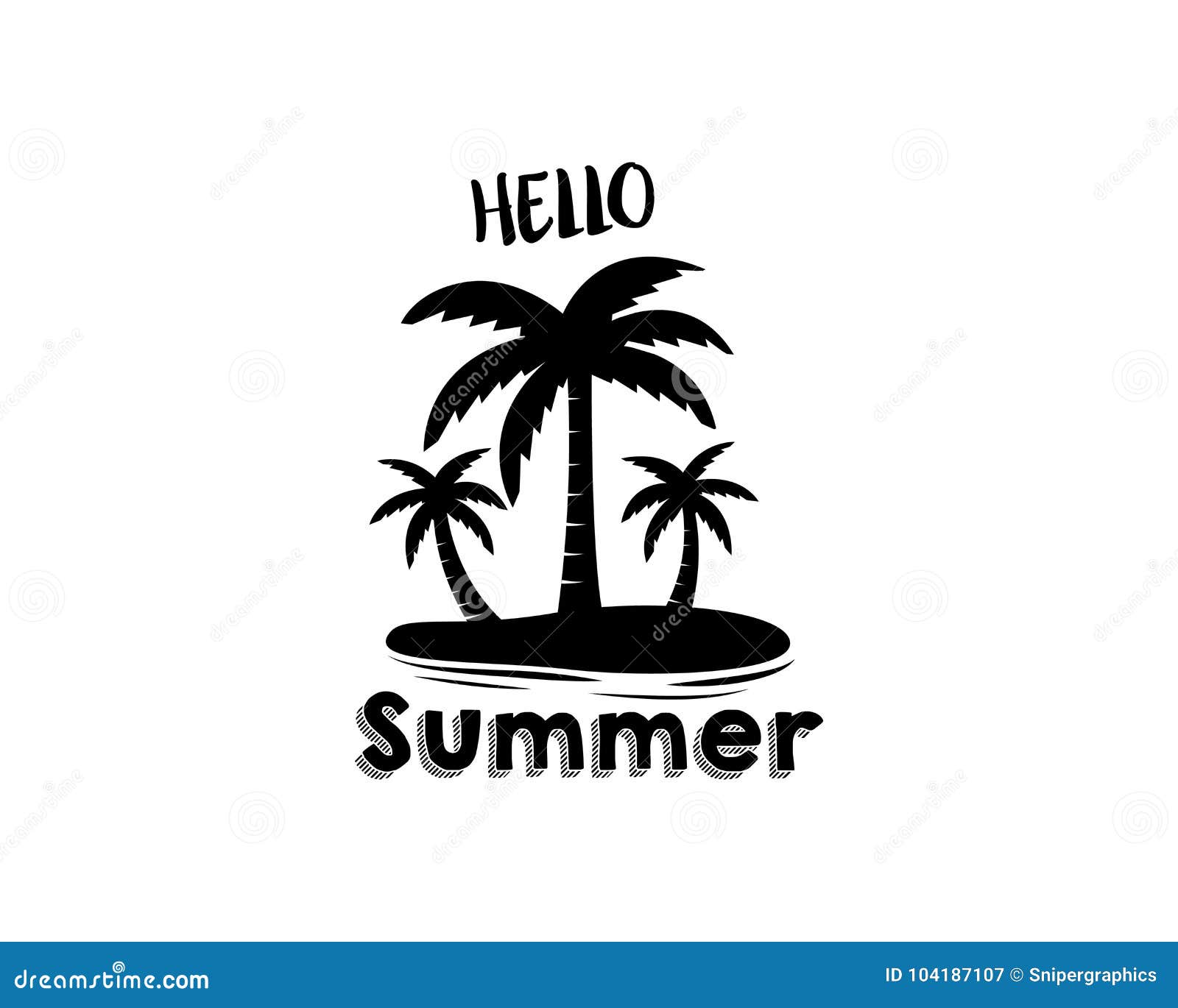 Hello Summer. Vector Silhouette Design Stock Vector - Illustration of ...