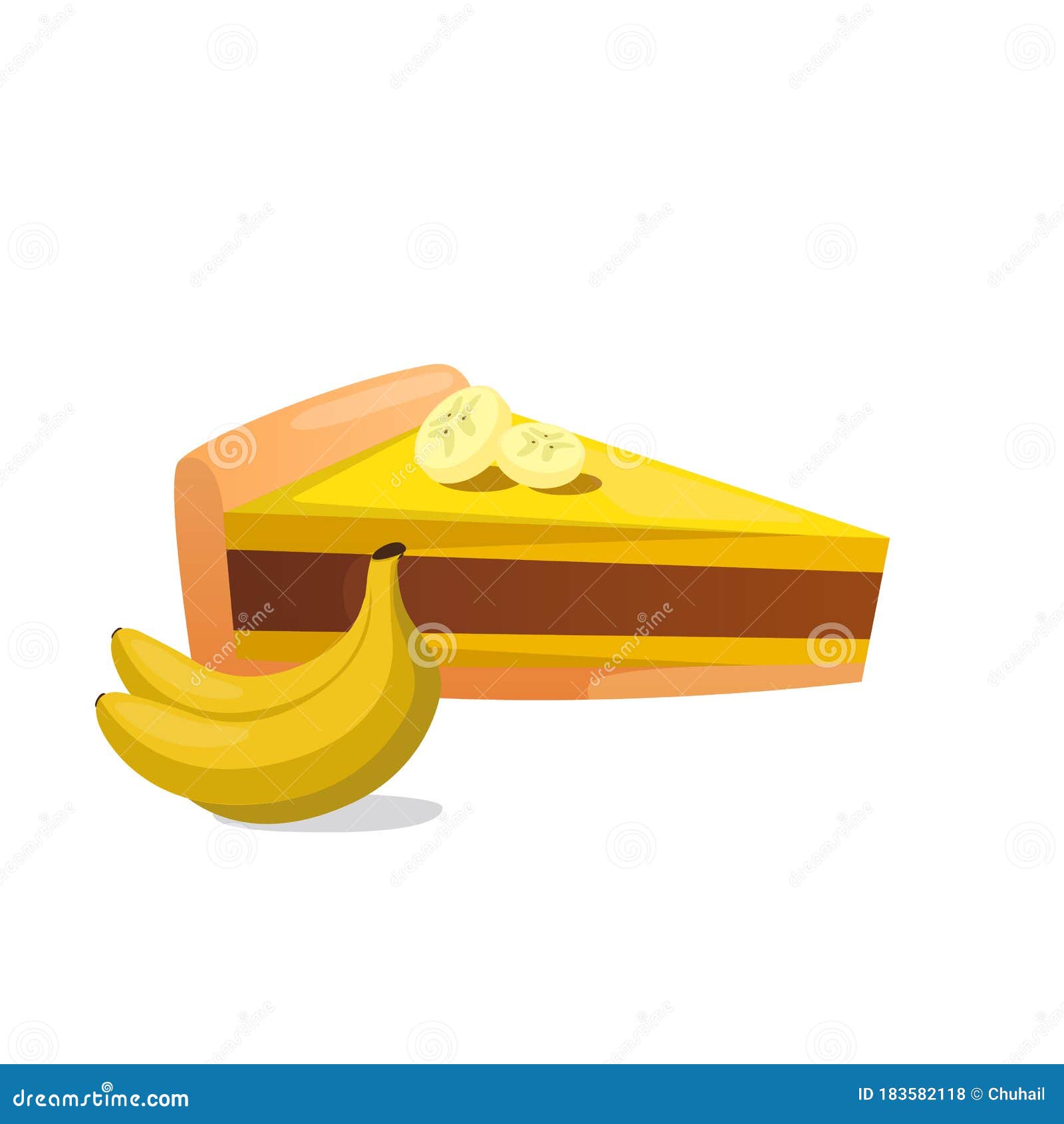 Piece of Cake and Banana Isolated on White. Stock Vector - Illustration of icon, design: 183582118 Piece of Cake and Banana Isolated on White. Stock Vector - Illustration of icon, design: 183582118