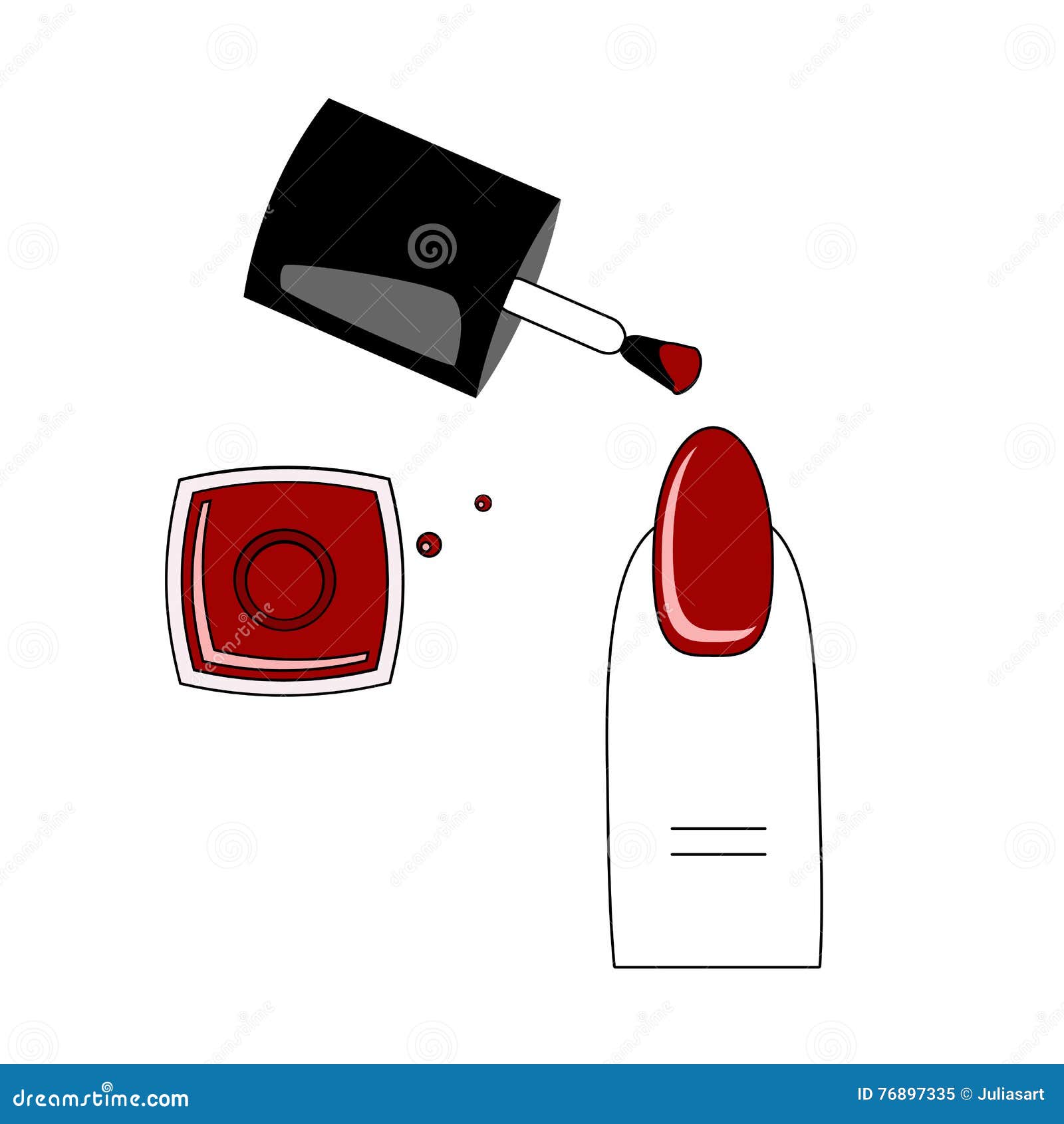 Vector Illustration, Different Types of Nail Polish on the Nails Stock ...