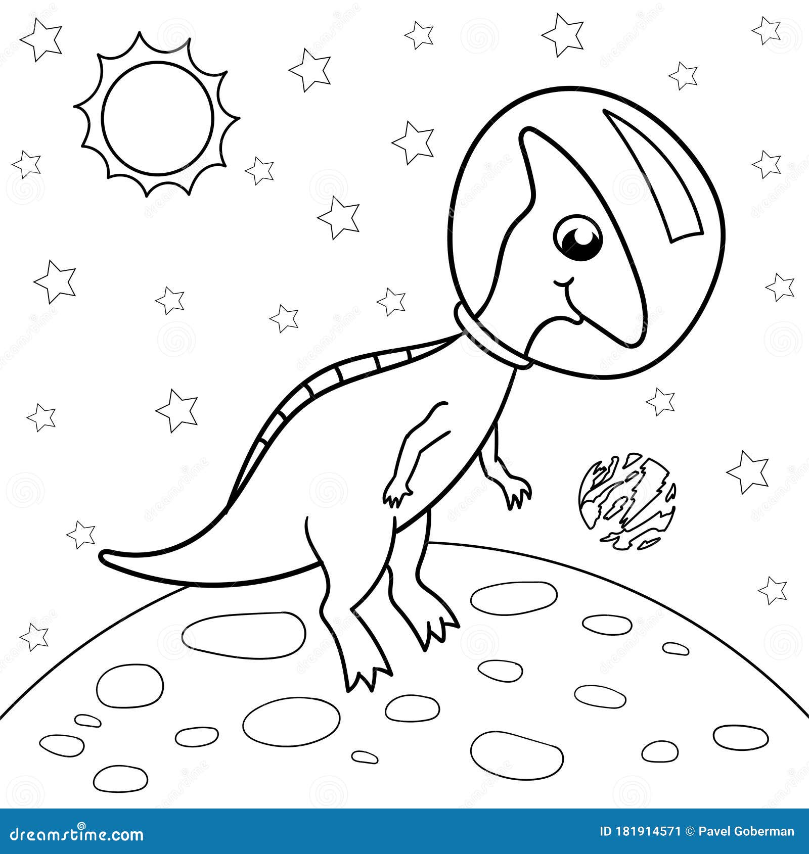 Download Vector Illustration Of Dinosaur Astronaut In Space Parasaurolophus Coloring Book For Children Stock Vector Illustration Of Cute Funny 181914571