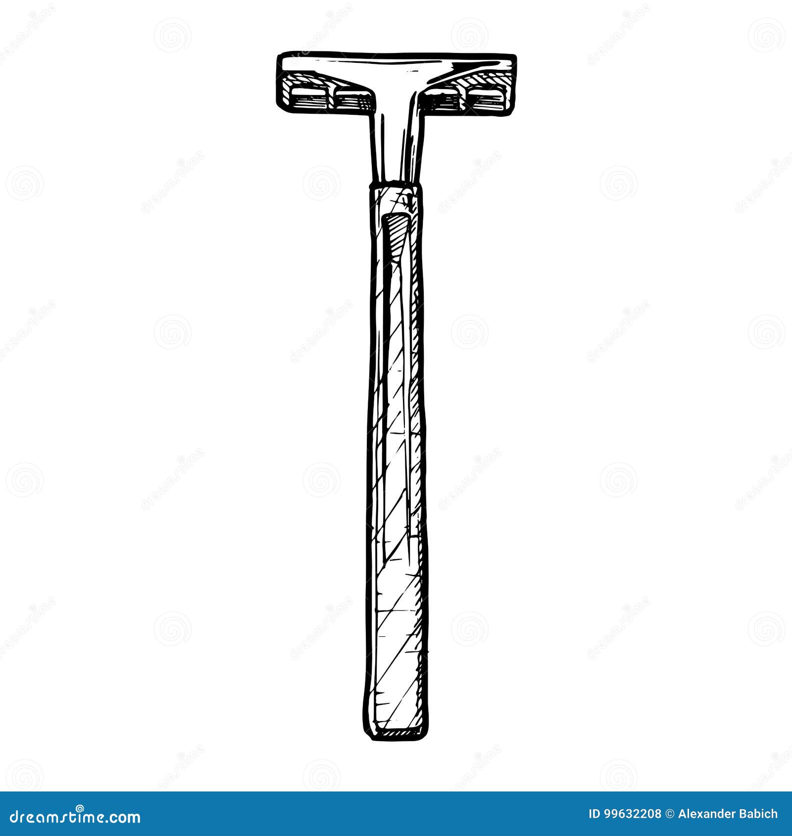 Straight Razor Line Art : Straight razor sketch style vector illustration