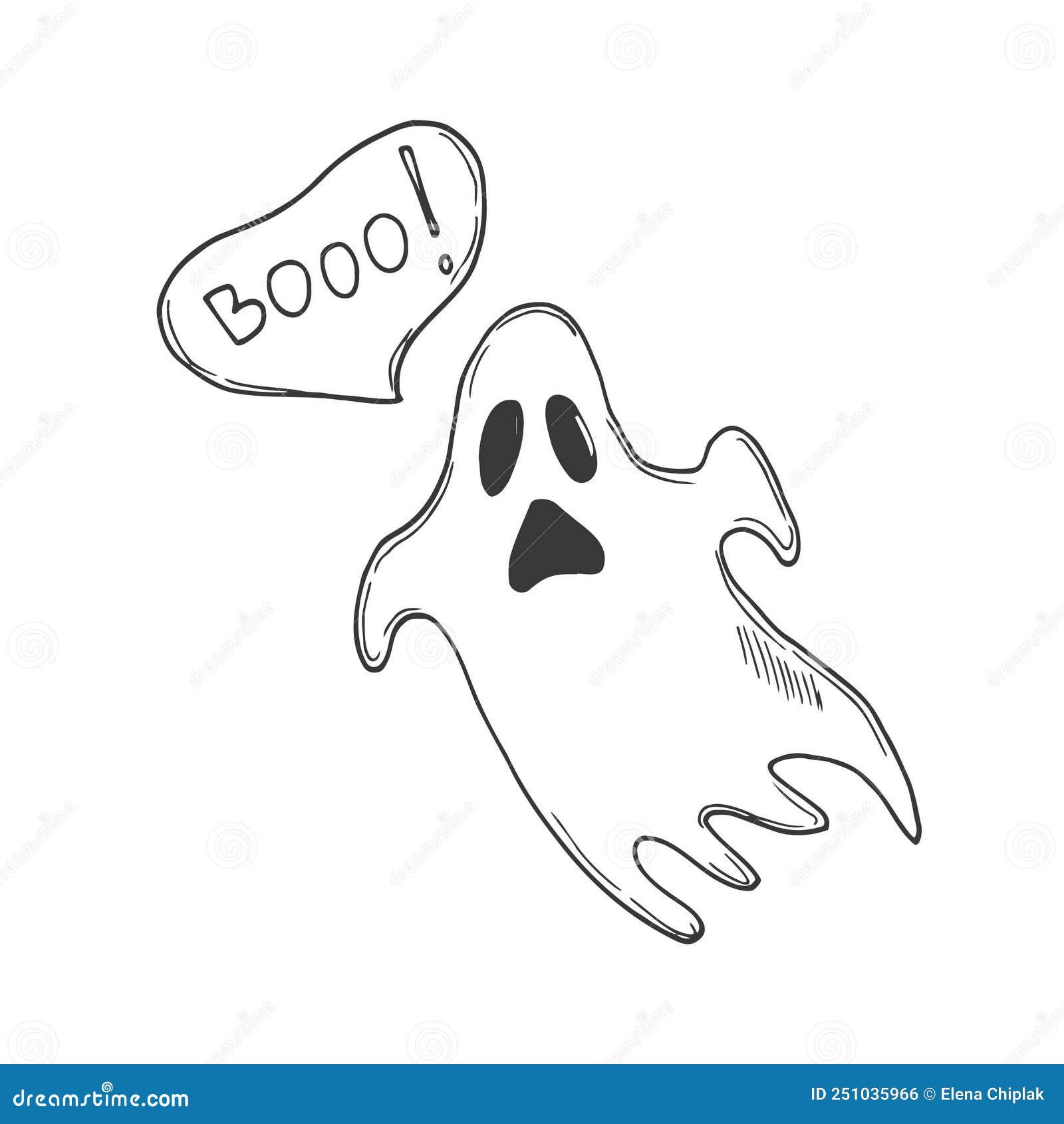 Vector Illustration in Doodle Style. Small Ghost. Simple Drawing on the ...