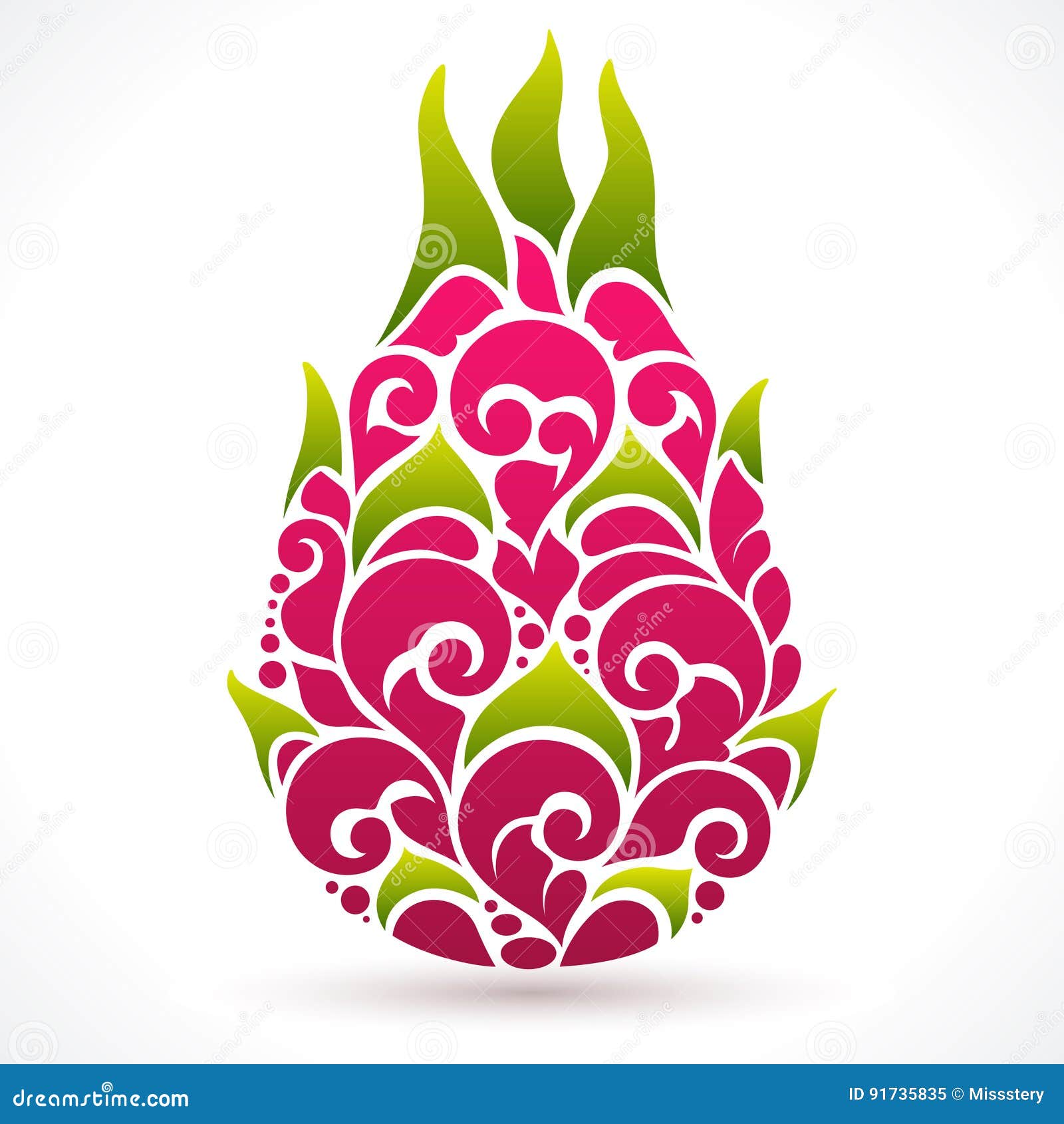 Dragon Fruit Vector Drawing. Hand Drawn Tropical Food Illustration