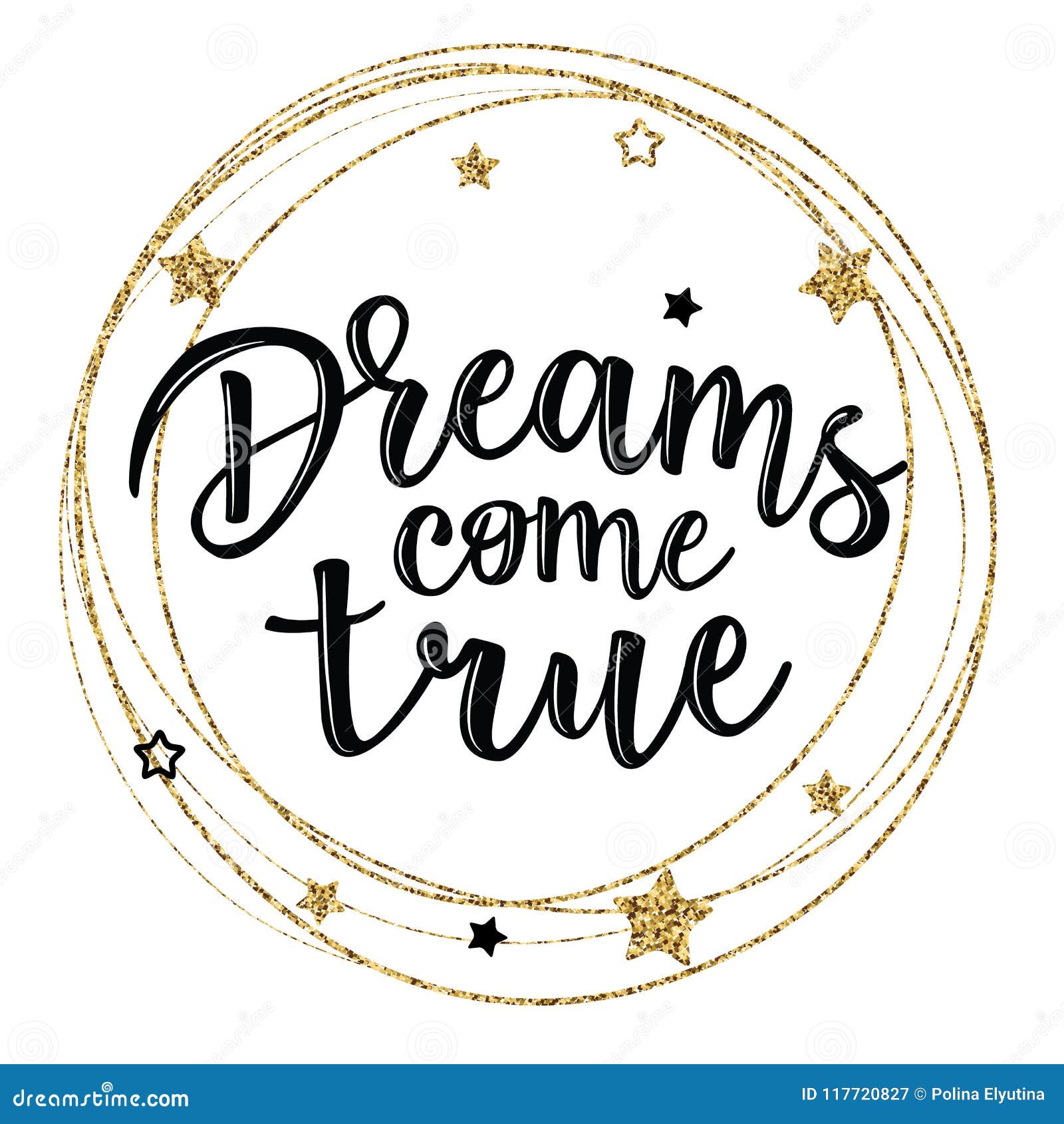 Dreams Come True. Cute Hand Drawn Postcard. Template Cartoon Vector ...