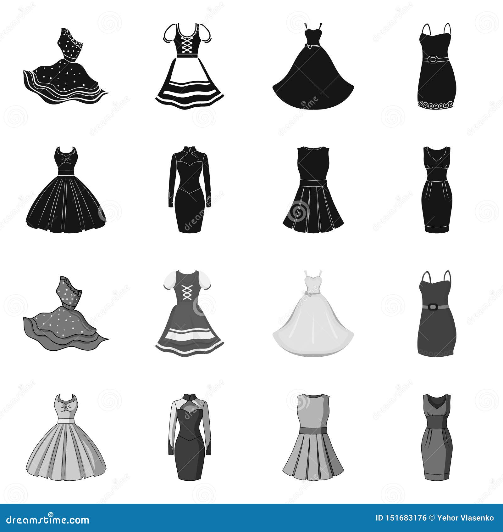 Vector Illustration of Dress and Clothes Logo. Collection of Dress and ...